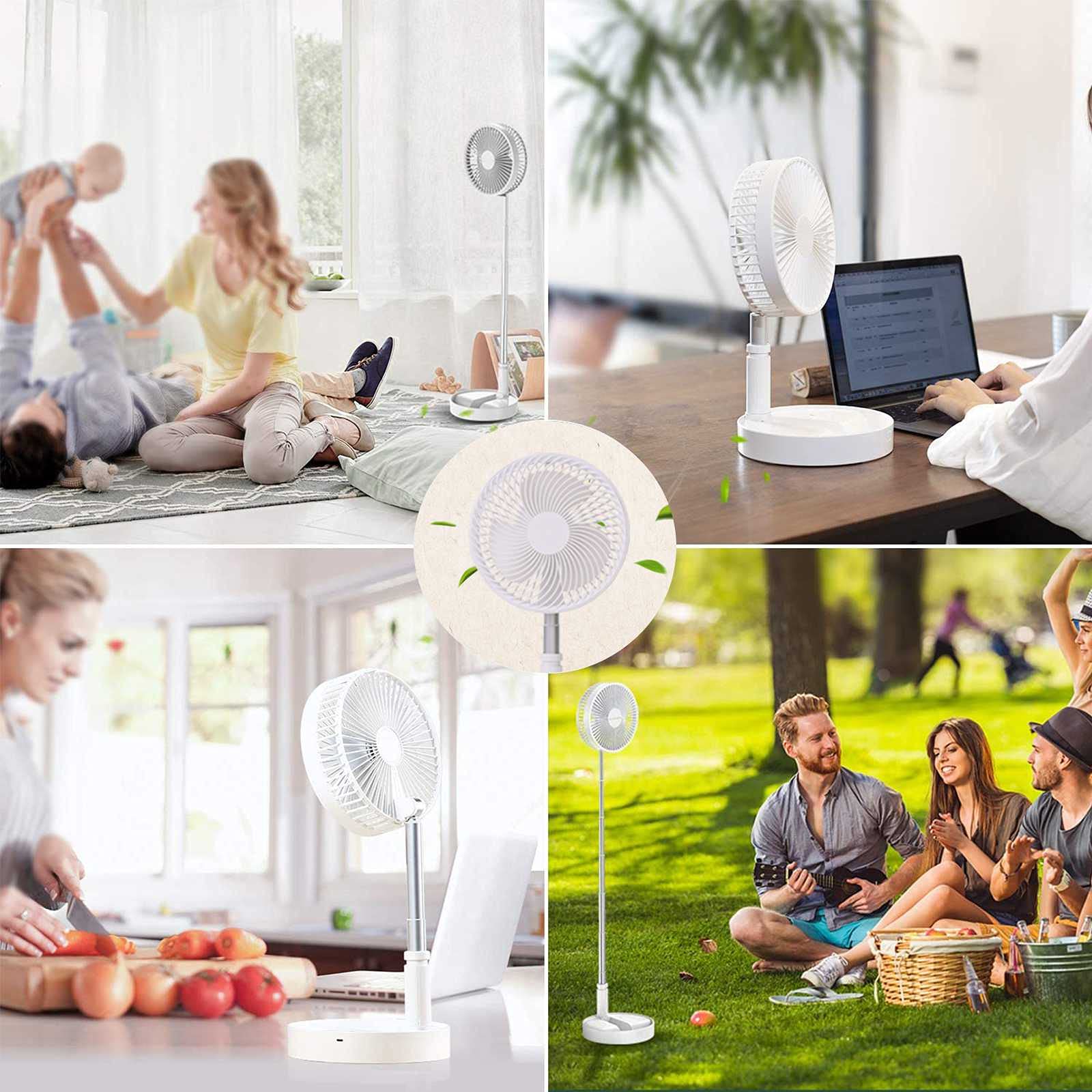Portable Desk Fan,Foldable Fan Pedestal Stand Floor Fan With Remote Controller Adjustable Height