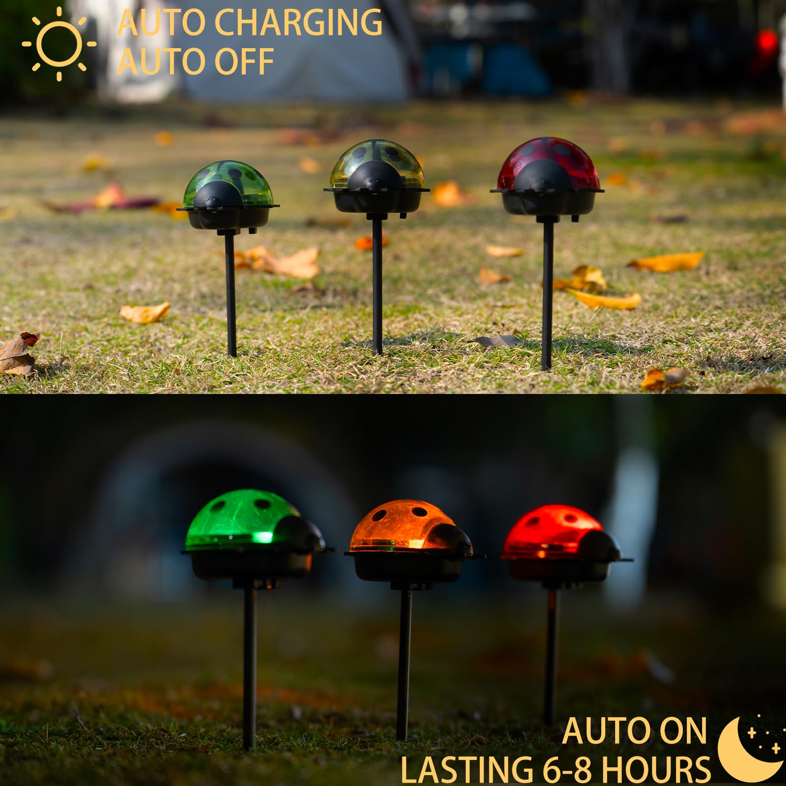 Rezpuao Solar Lights For Outside 3 Pack Solar Garden Lights Ladybird Stakes Outdoor Solar Lights For Yard Patio Decor