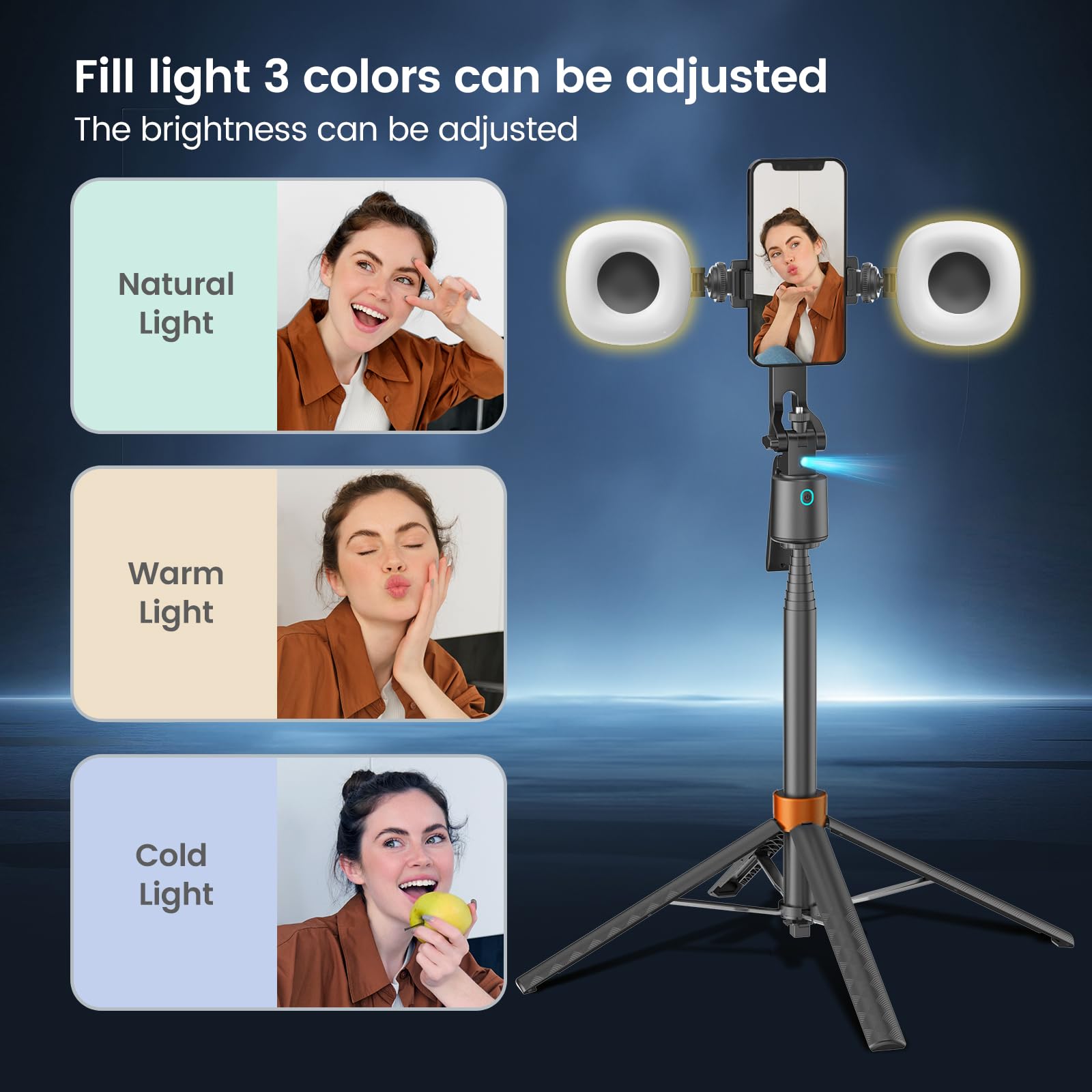 Arbenlulu Face Tracking Tripod For Iphone,70" Tall Travel Phone Tripod Stand With Light,Remote And Gesture Control,Selfie Stick For Video Recording&Tiktok Live Streaming&Content Creator