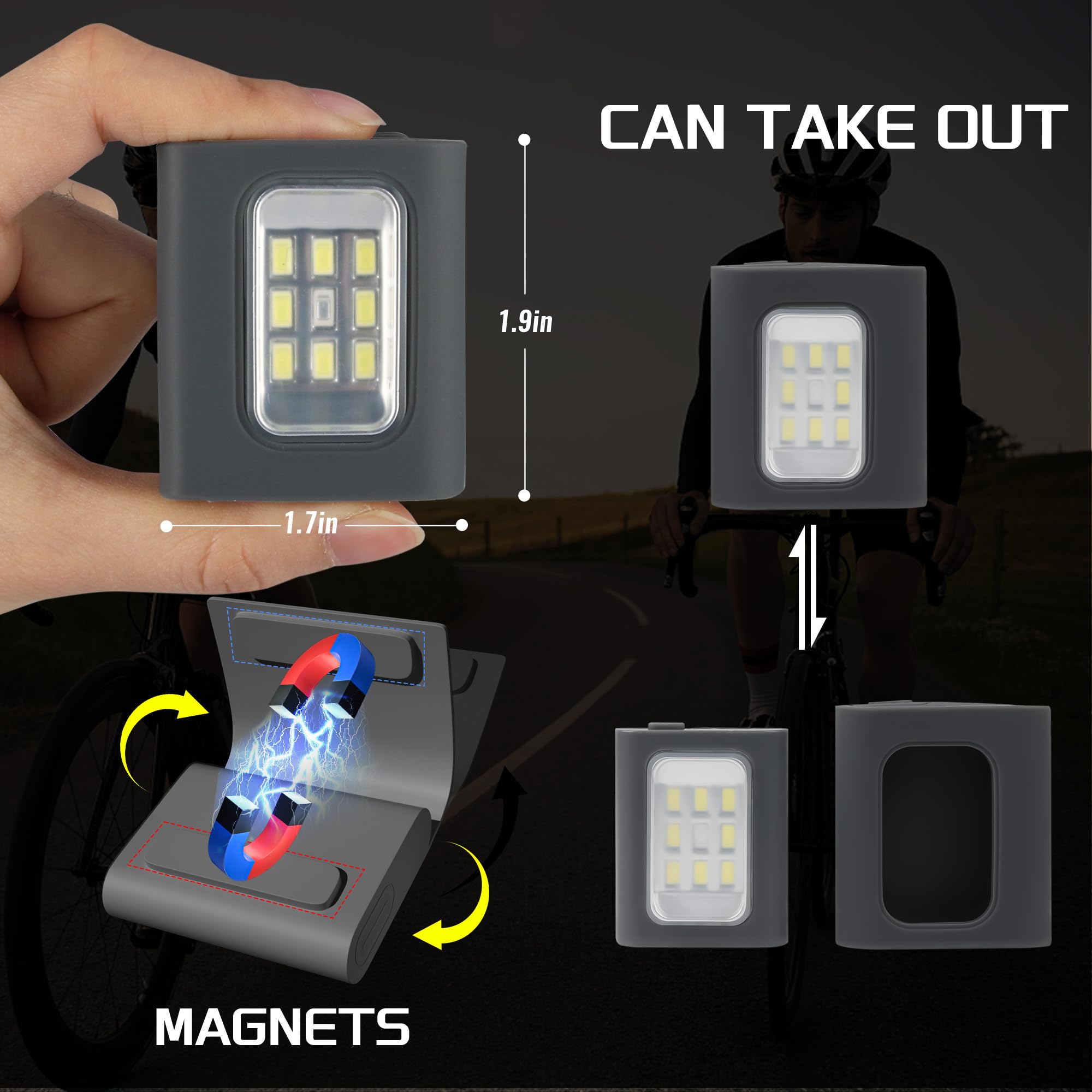 Molrebe 2Pack Clip On Running Lights, Rechargeable Magnetic Led Safety Lights With Red Strobe, Waterproof, Usb Charging, Flashlight For Night Jogging, Dog Walking, Hiking Backpack, Cycling