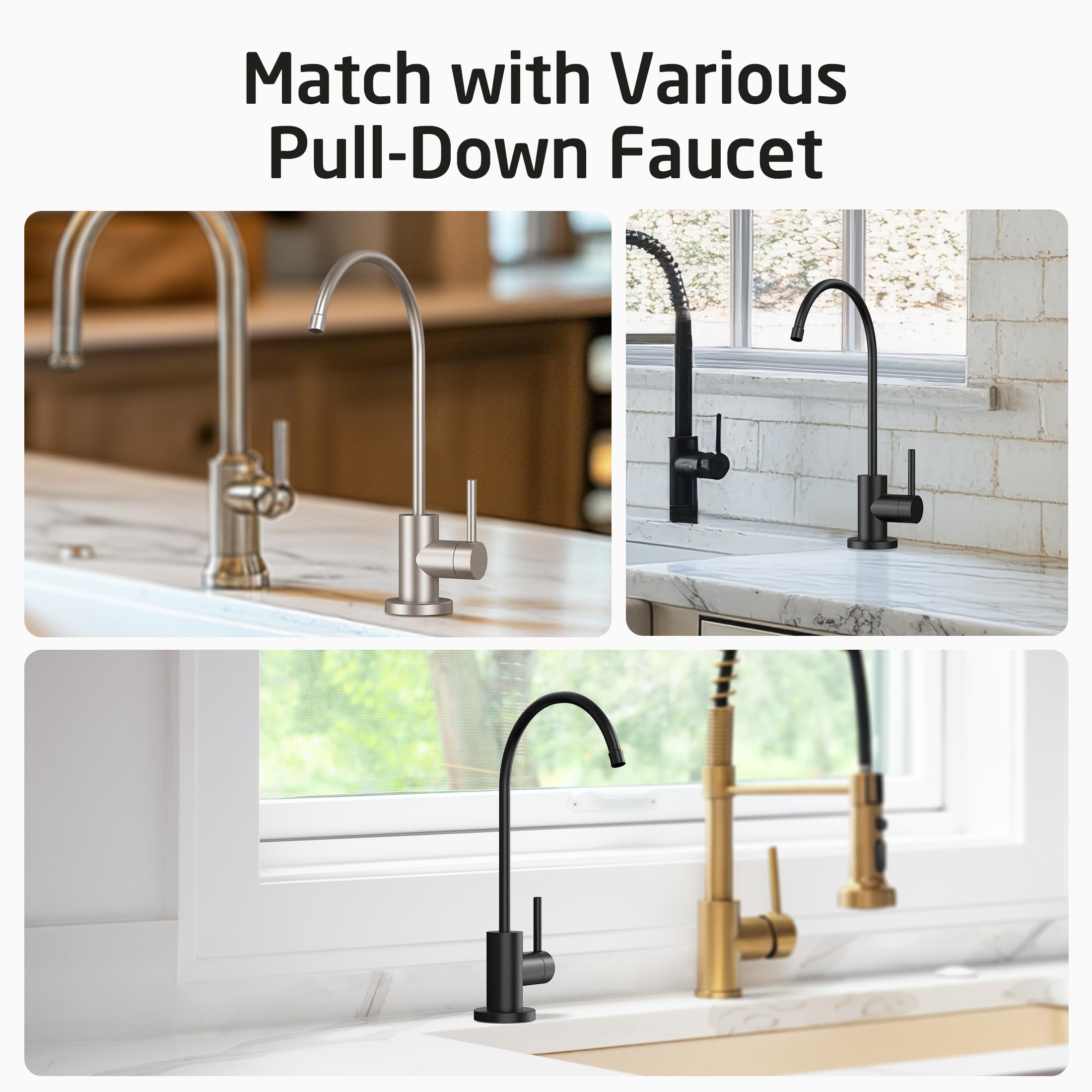 Kes Reverse Osmosis Faucet Lead-, Drinking Ro Water Faucet For Kitchen Sink, 18/8 Stainless Steel Water Filter Faucet, Fits Most Ro Water Filtration System, Brushed Finish, Z506Lf-Bs