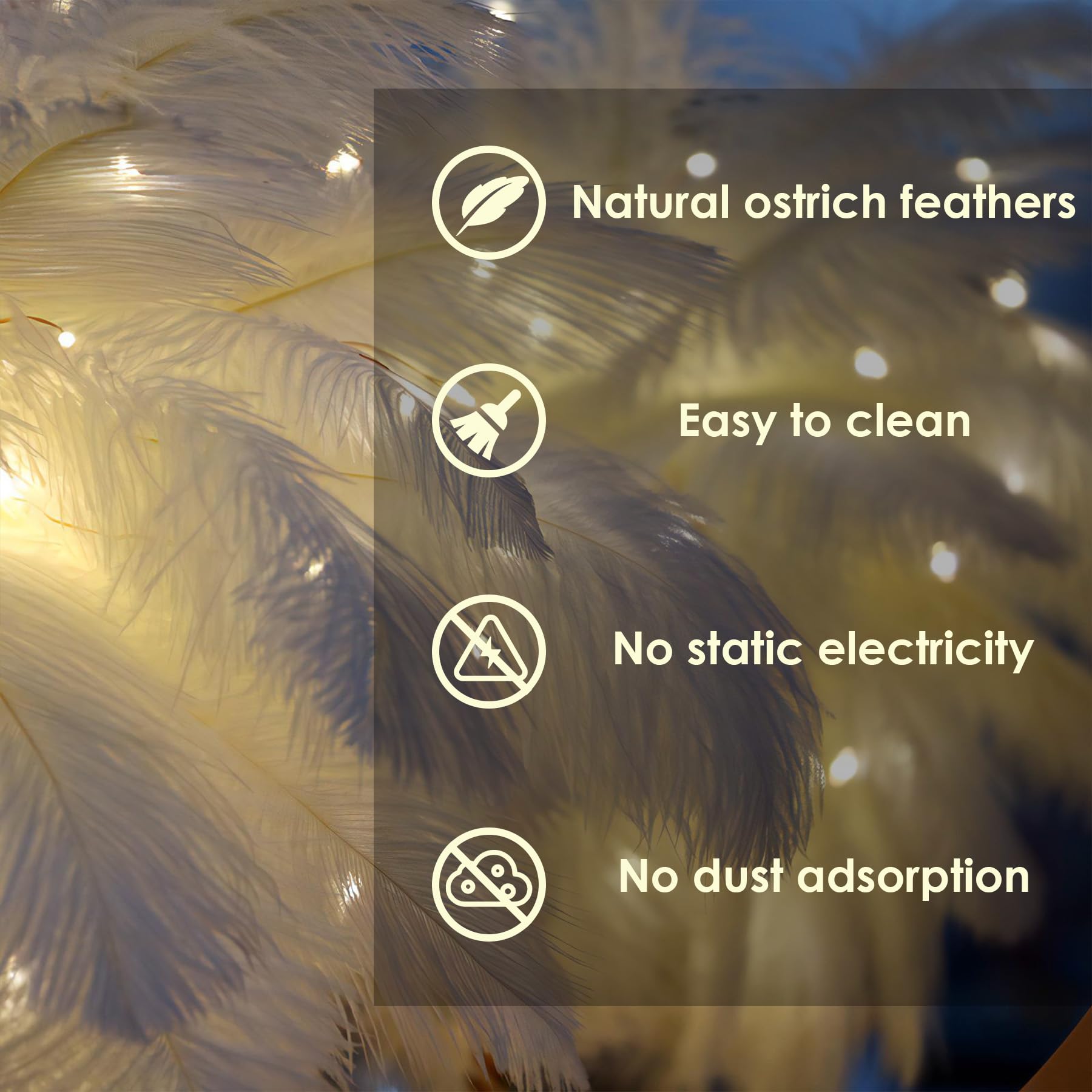 Iticdecor Ostrich Feather Lamp Metal Table Lamp Led Decorative Atmosphere Night Lights Bedside Lamps For Home Party Wedding Decoration For Dad Mom Wife Girlfriend Teen Girls(White)