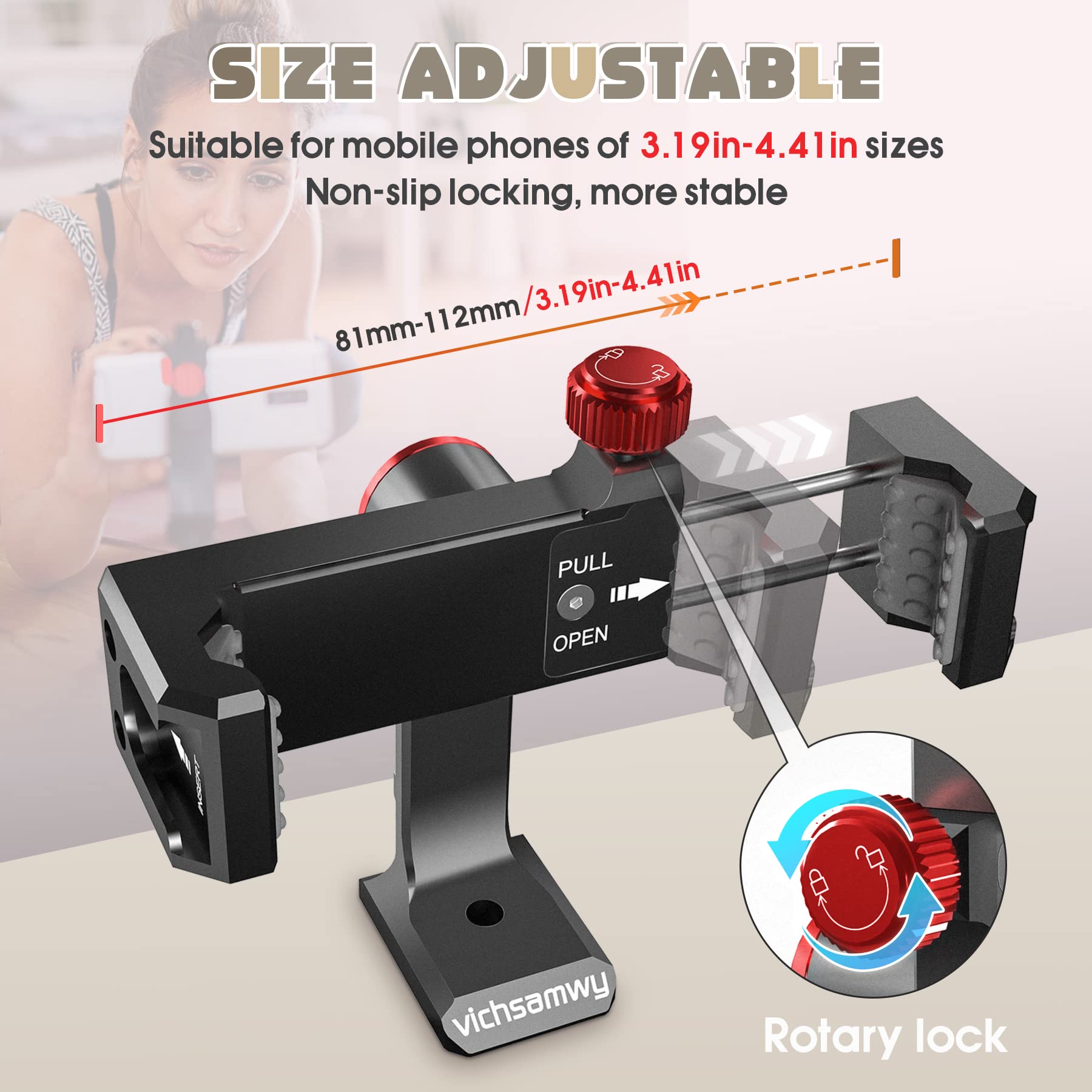 Vichsamwy Metal Phone Tripod Mount With 3 Cold Shoes & 1/4" Arca Port, 360° Rotation Cell Phone Tripod Adapter For Iphone,Samsung & All Android Smartphones, Phone Stand Holder For Photography & Video Recording