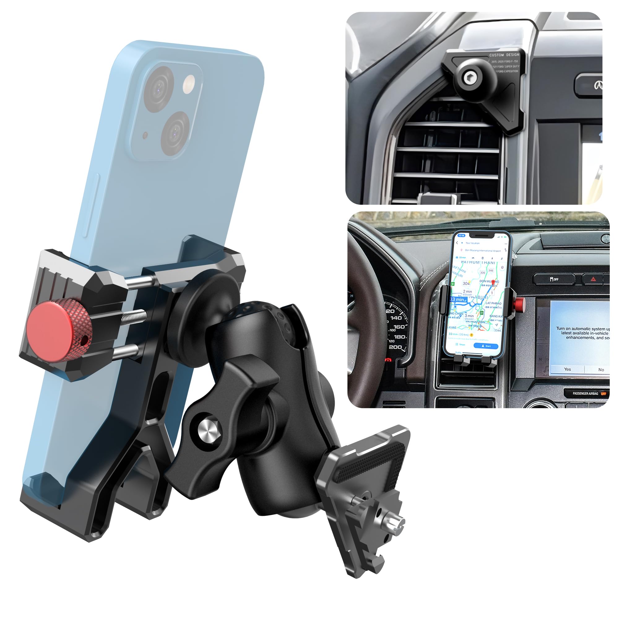 Easeord Phone Mount Compatible With Ford F-150 2015-2020, Expedition 2018-, Super Duty 2017-, 360 Rotation Aluminum F150 Vent Cell Phone Holder For All Phone Iphone Android Smartphone