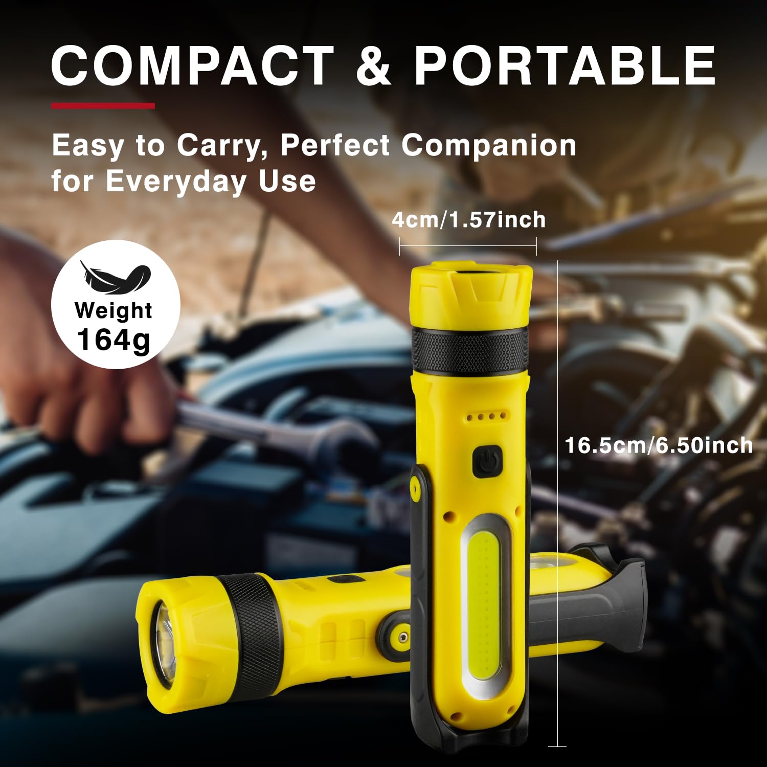 Napatyre Flashlights High Lumens Rechargeable, Super Bright Small Utility Flashlight, 300° Rotate 3 Modes Magnetic Led Flashlights With Cob Work Light For Home Emergency Camping, 2 Pack