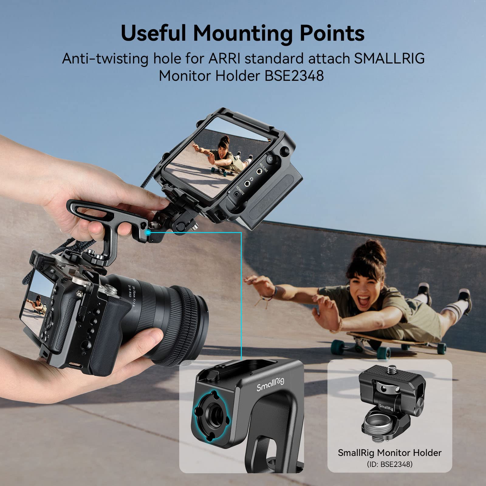 Smallrig Mini Top Handle For Lightweight Vlogging Cameras With 1/4"-20 Screws - Hts2756