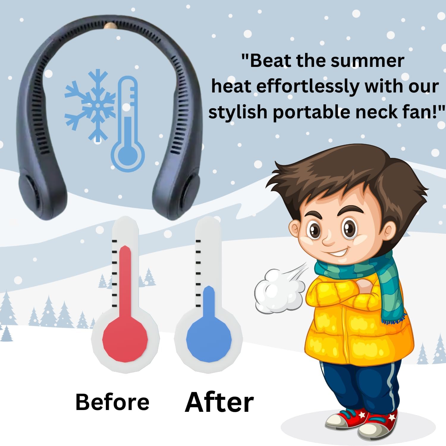 Neck Fan, Portable Fan, Neck Fans Rechargeable, Led Display, 4000 Mah Battery Operated, 3 Speeds