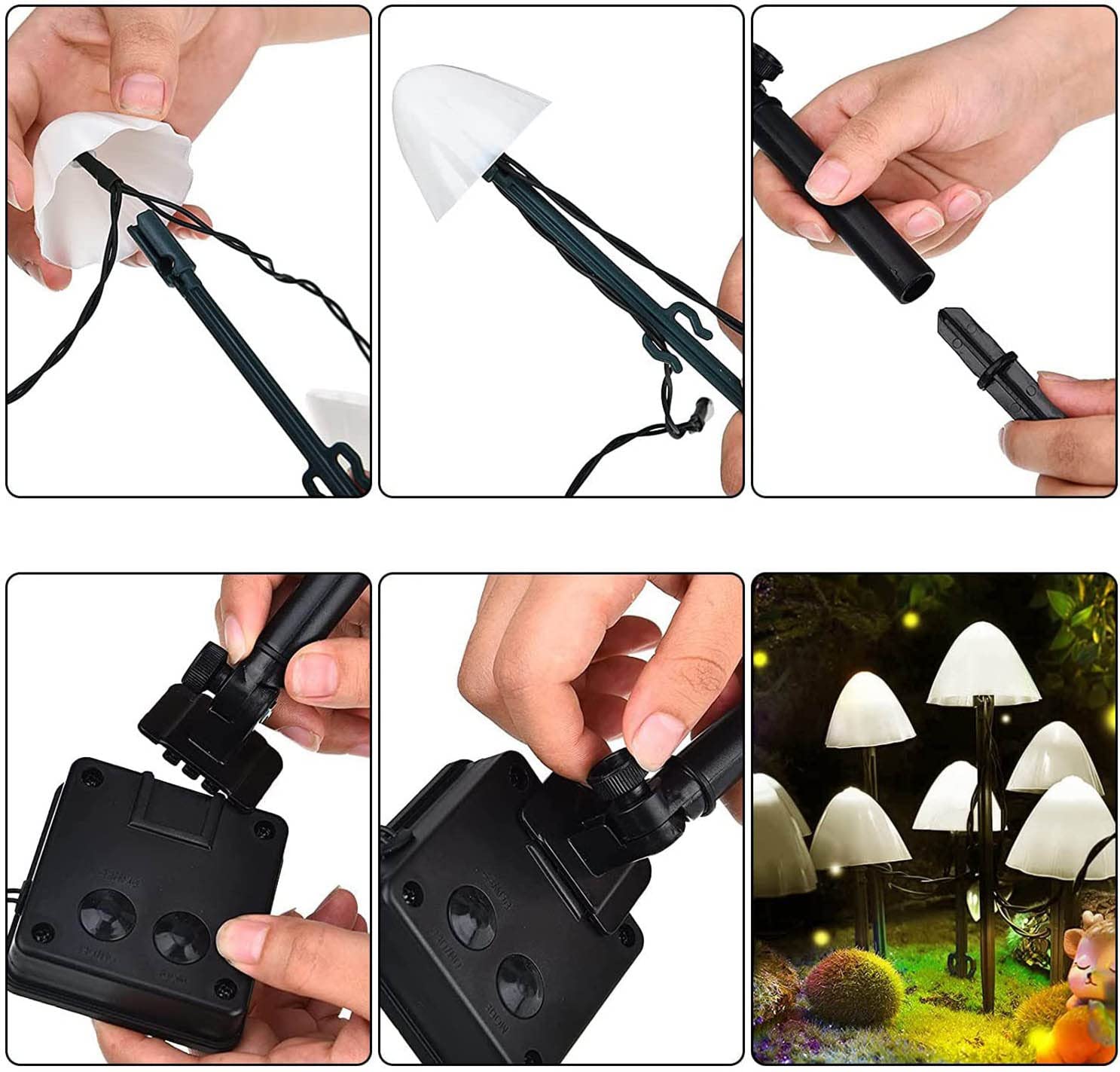 Yoyojames Solar Outdoor Decorative Mini-Mushroom Lights - Set Of Warm White 8 Modes,Solar String Lights For Garden, Backyard, Lawn, Party, Christmas (White)