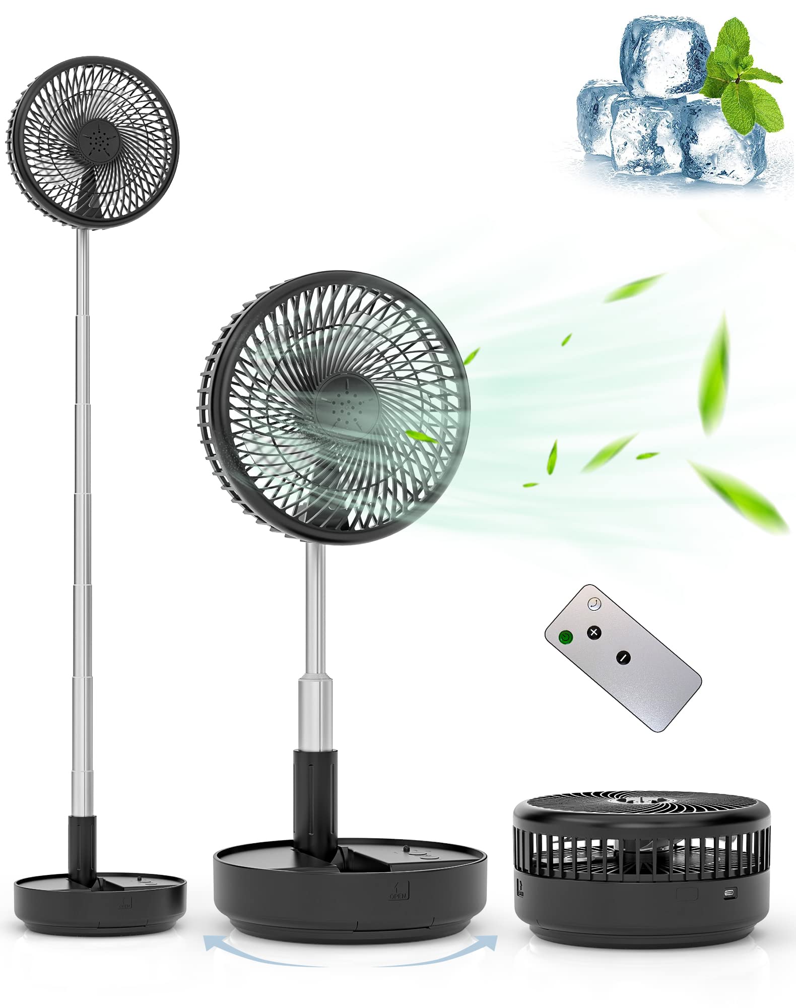 Primevolve Portable Oscillating Standing Fan,Rechargeable Battery Operated Usb Floor Table Desk Fan - Koospark