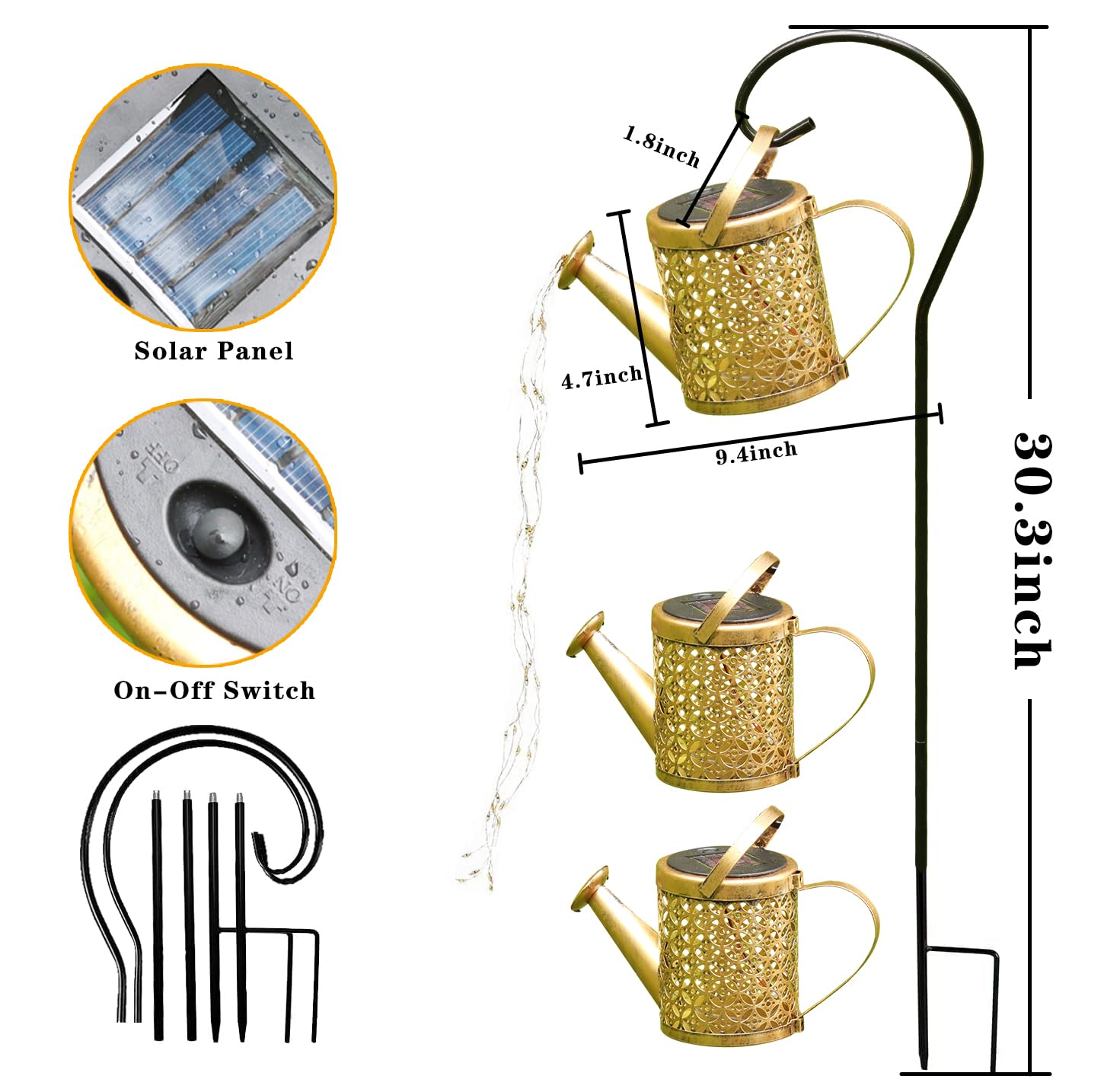 Amwgimi Solar Lights Outdoor Garden Decor,Hanging Watering Can Landscape Lights,Patio Decorations Birthday  For Mom Grandma Women,For Yard Porch Lawn Backyard Pathway Outside Gardening  2-Pack