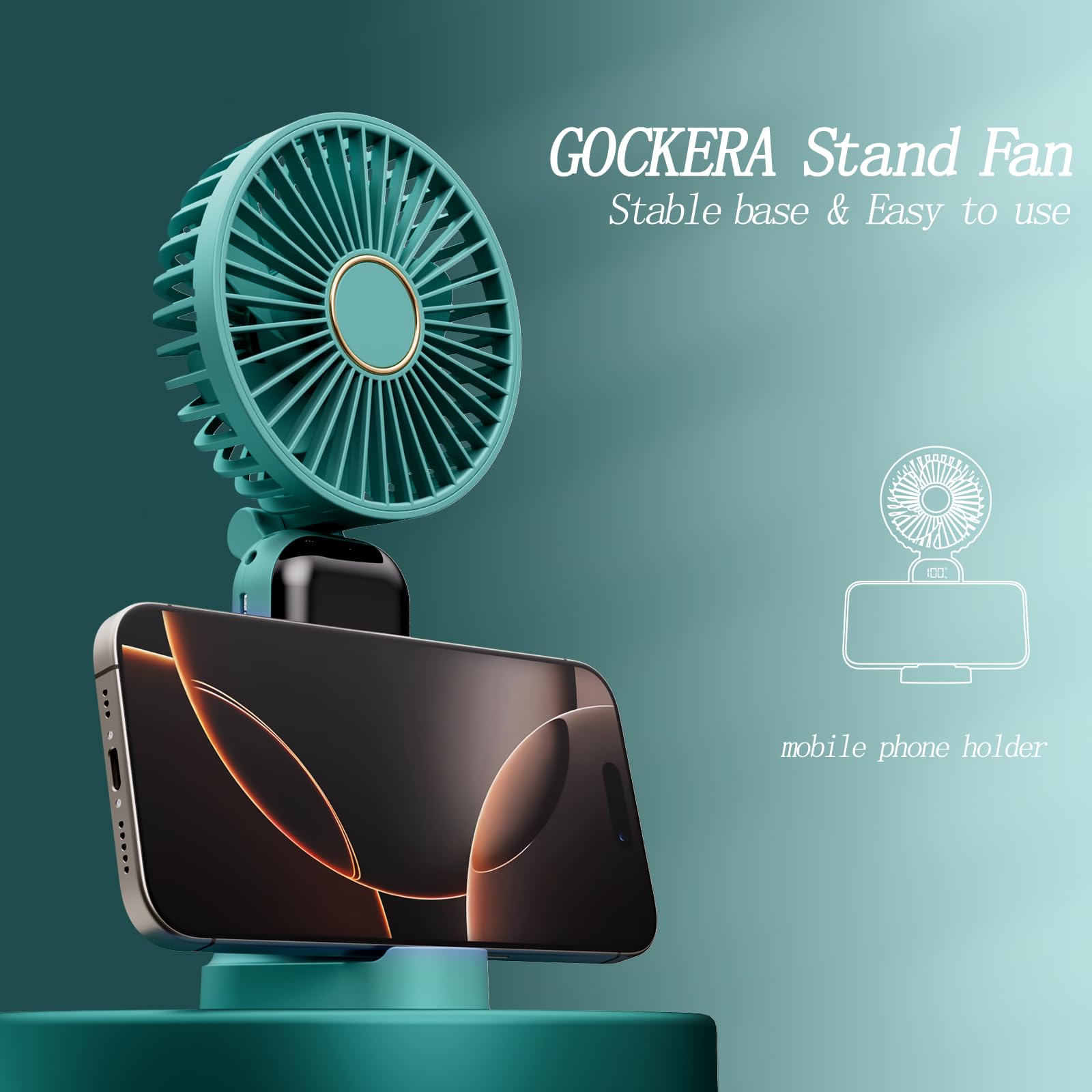 Portable Fan, 4200Mah Battery Operated Fan, 5 Speeds&Digital Display, Makeup Fans For Women