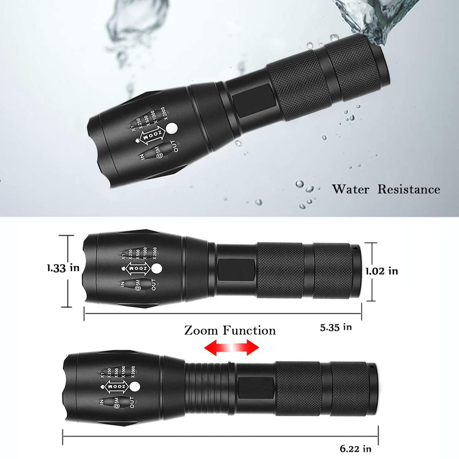 Gaigaimall 4 Color Hunting Light Single Mode Red Green Blue Uv Light Torch Flashlight