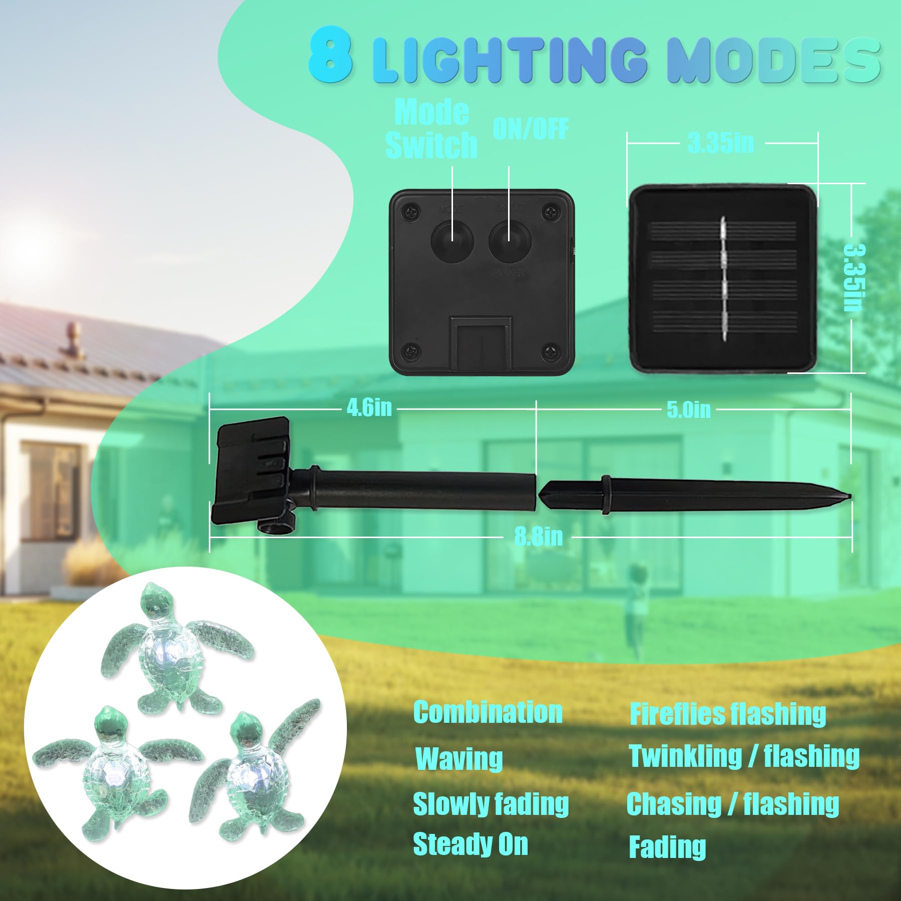 Enlaceray Solar Nautical String Lights - 40Led 14Ft Waterproof Outdoor Fairy Lights ， Sea Turtle Decor - Beach Decor, Ocean Balcony, Patio, Yard Fence & Window - Nautical Sea Life Design For Outdoor Gardens