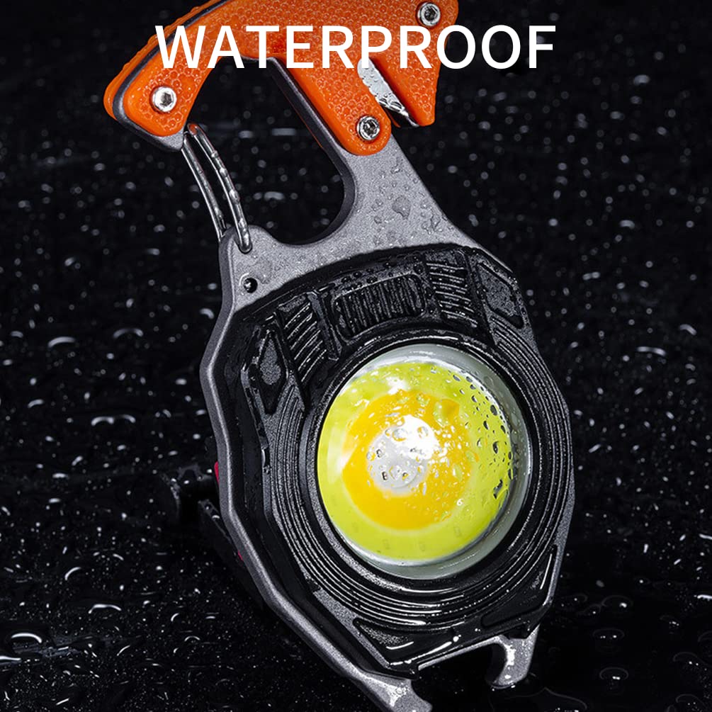 By-J Led Small Flashlight Multitool, Rechargeable Keychain Light, Cob Multi-Function Mini Work Light, 500 Lumens, 7 Lighting Modes With Electric Lighter, Seat Belt Cutter, Screwdriver, Whistle