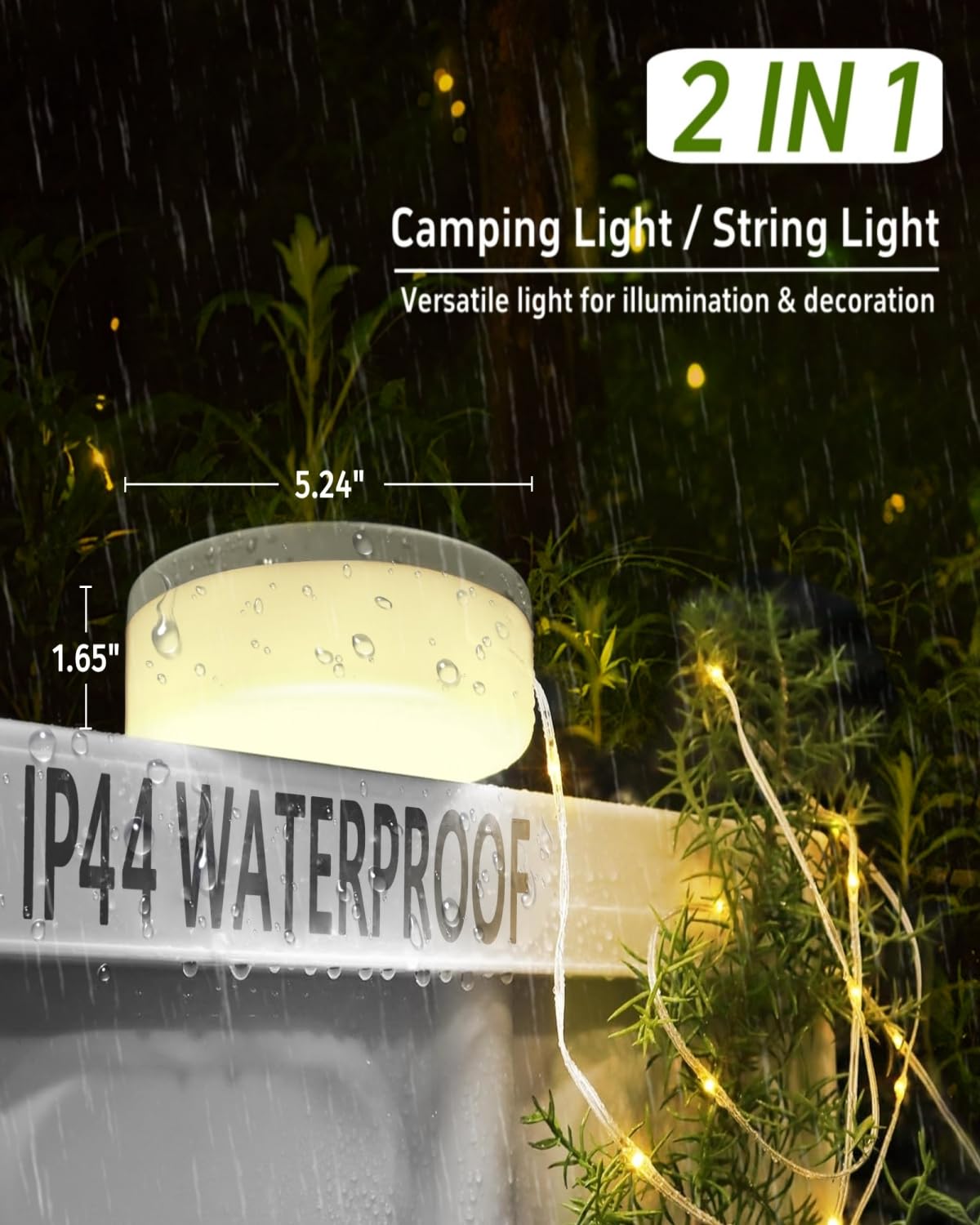 Tuopulife Solar Camping String Lights, 39.4Ft Fairy String Lights 150Leds, Portable Waterproof Camping Lamp With 8 Lighting Modes, Hanging Rechargeable Tent Lantern For Awning Garden Party Decor-Remote Control