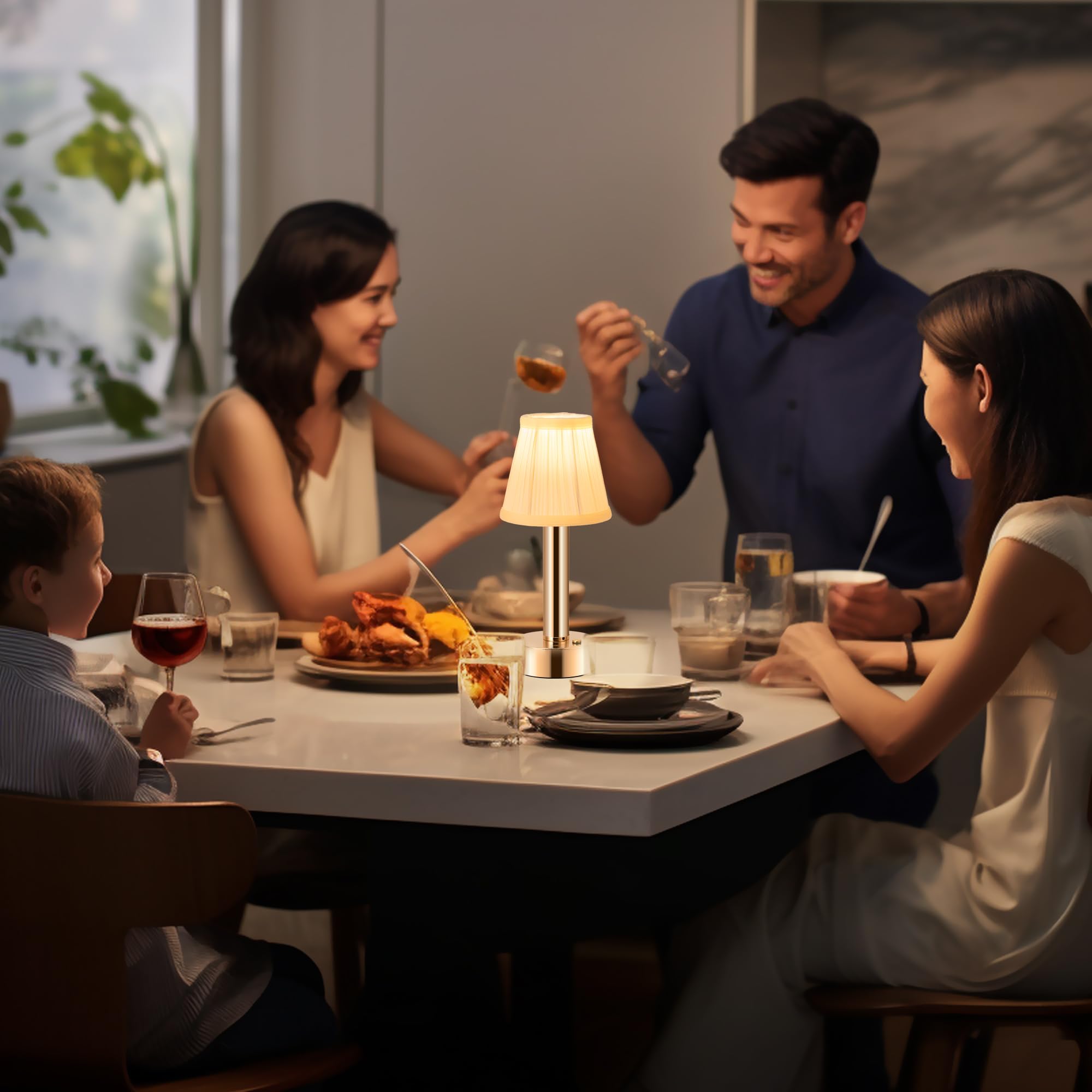 Homluce 11.2 Inch Rechargeable Small Table Lamp Cordless, 5000Mah Battery Operated Mini Touch Lamps Wireless With Pleated Cloth Shade, Portable For Bedside, Living Room, Home Office, Kitchen Dining Room