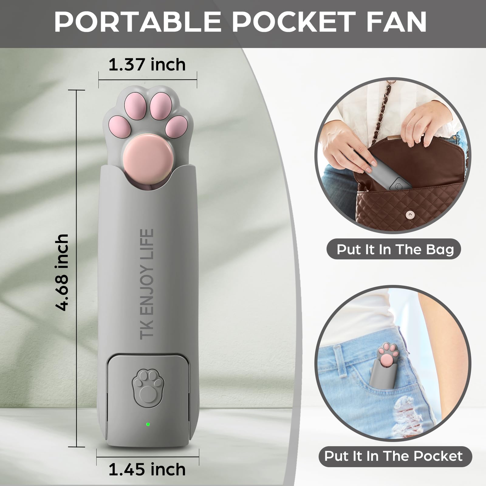 Handheld Mini Fan,Usb Rechargeable Foldable Fan, 3 In 1 Portable Pocket Fan With Power Bank