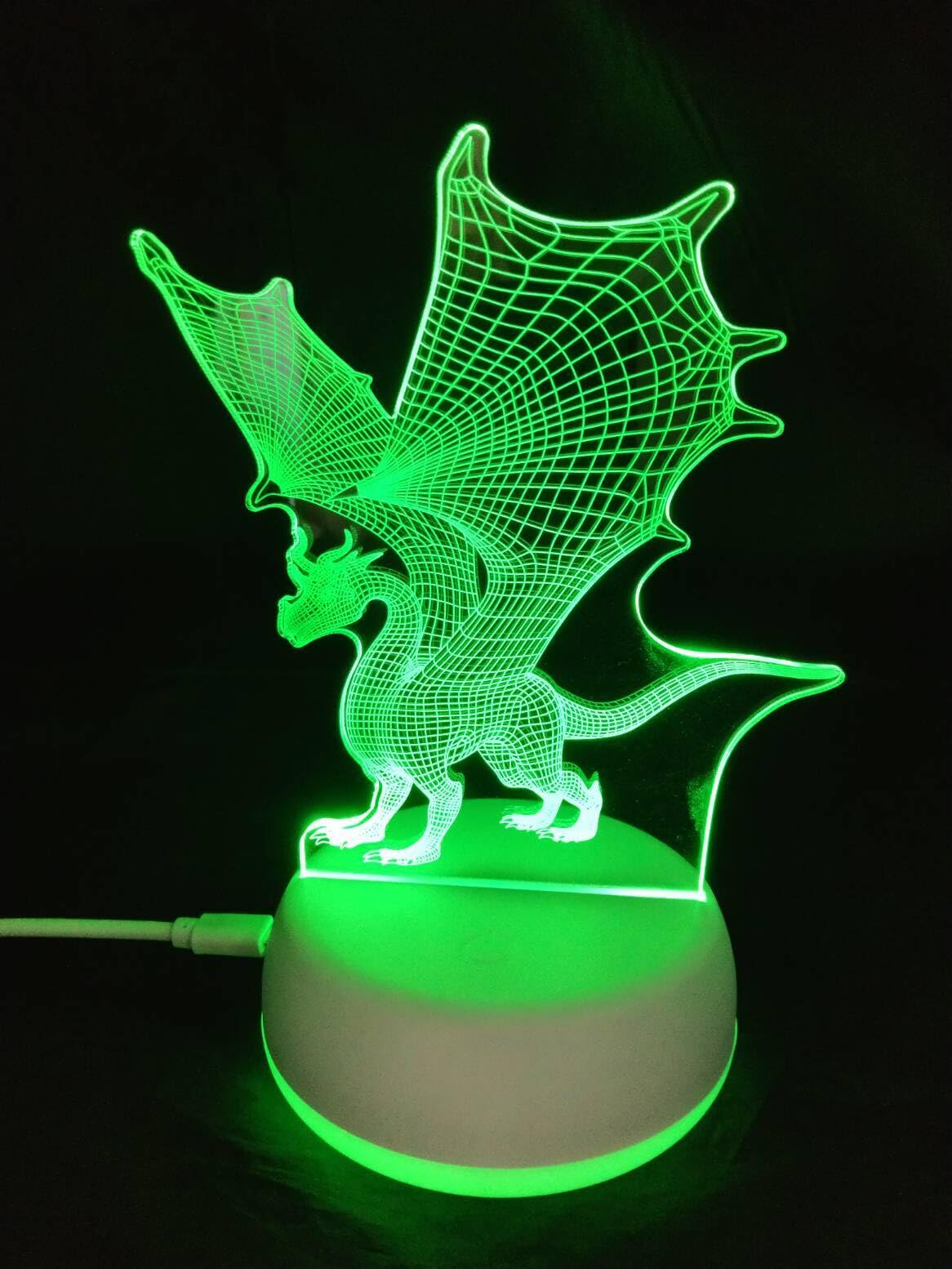 Xdorra Dragon 3D Led Light Boy'S Birthday Christmas Bedside Lamp Acrylic Night Light For Kids Cable Or Aa Battery Charge Table Lamp Bedroom Bars Store Room Decor For Adult