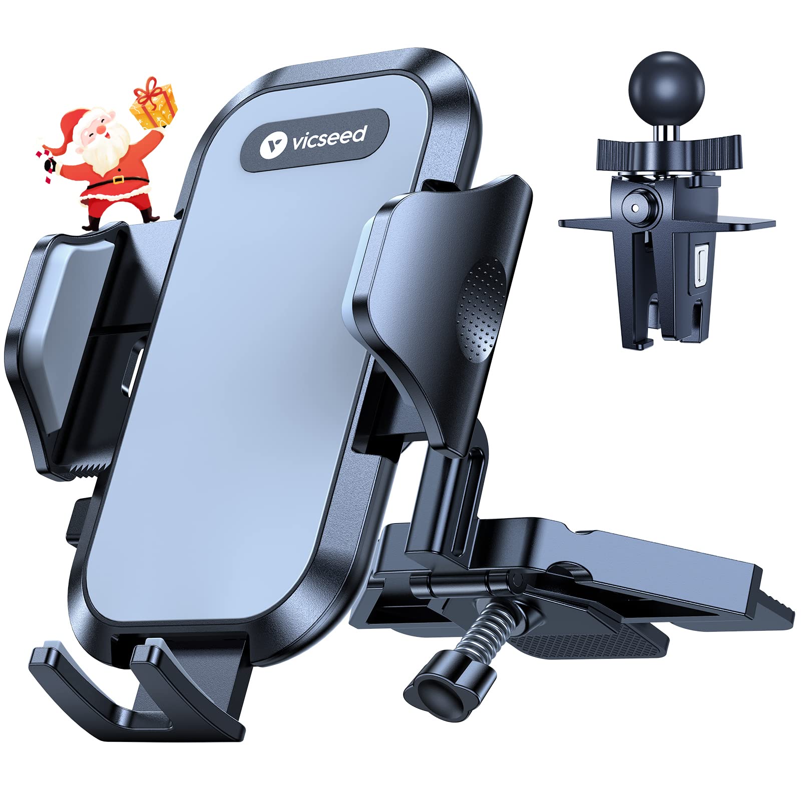 Vicseed Military-Grade Sturdy Car Phone Holder Mount,  Anti Shake Metal Cd Slot & Air Vent Thick Case Friendly Phone Mount For Car Fit For Iphone 16 15 14 Samsung All Phones