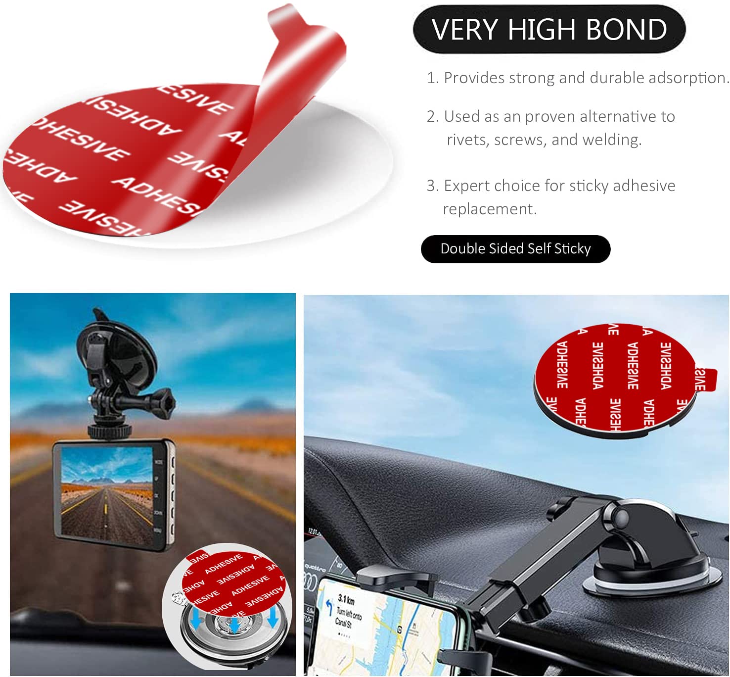 Galundge 9 Pcs 80Mm(3.15 Inches) Adhesives Pads For Dashboard/Windshield Suction Cup Mount, Transparent Double-Sided Sticker Windshield Mount Adhesives For Dashboard Mounting Disk/Camera/Gps/Car Phone Mount