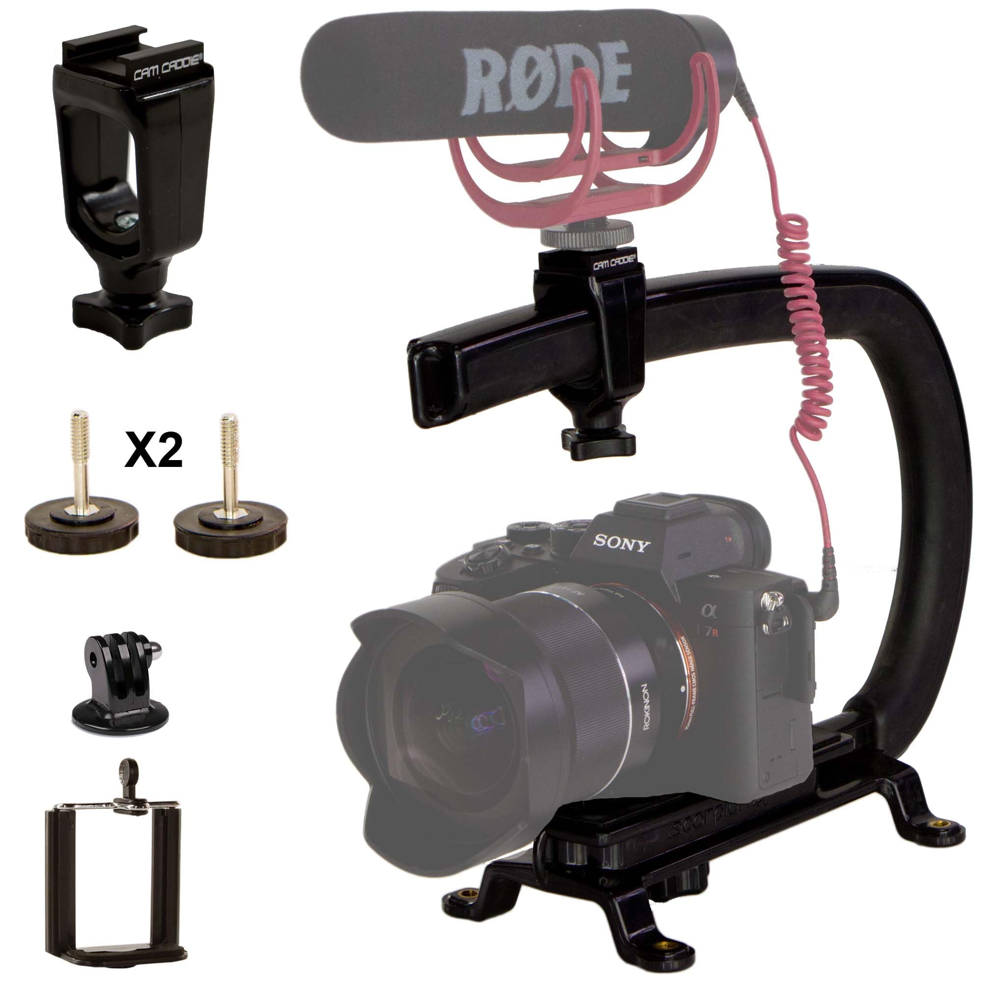 Cam Caddie Scorpion Ex Video Action Stabilizing Rig Handle Grip Handheld Stabilizer With Hot-Shoe Mount For Canon Nikon Sony Panasonic Dslr & Mirrorless Camera Camcorder (Single Cold Shoe)