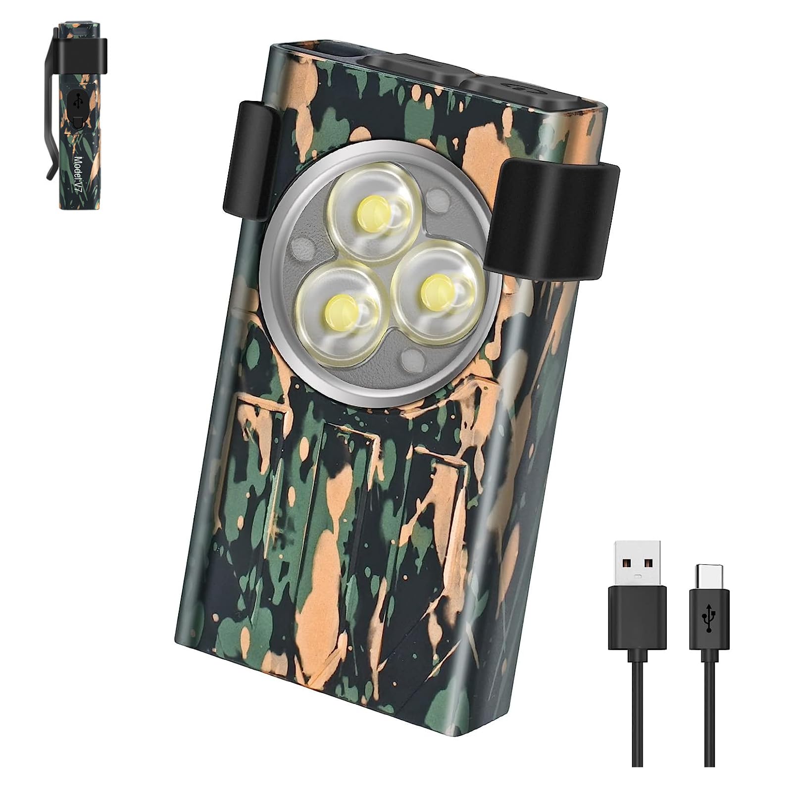 Avnicud Led Mini Flashlights, 1100 Lumens Small Flashlight With 4 Side Led & Keychain, 5 Modes Rechargable Handheld Pocket Torch With High Lumens For Camping, Outdoor-(Colourful)