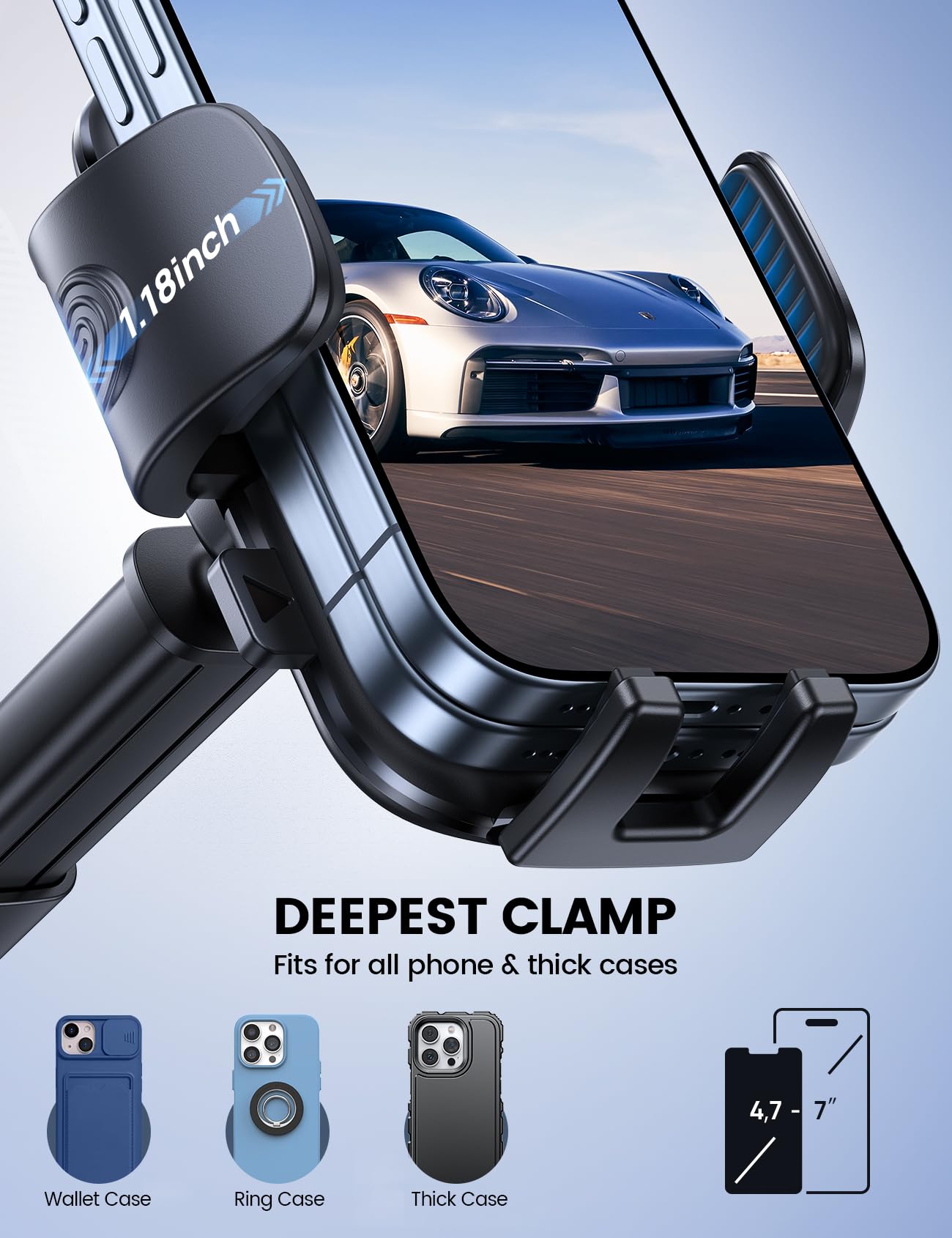Lamicall Car Phone Holder Mount [3-In-1 Military-Grade Suction Cup] 360° Rotation Phone Holders For Your Car [Metal Hook] Cell Phone Car Mount Dashboard Vent Windshield For Iphone 16 All Smartphone