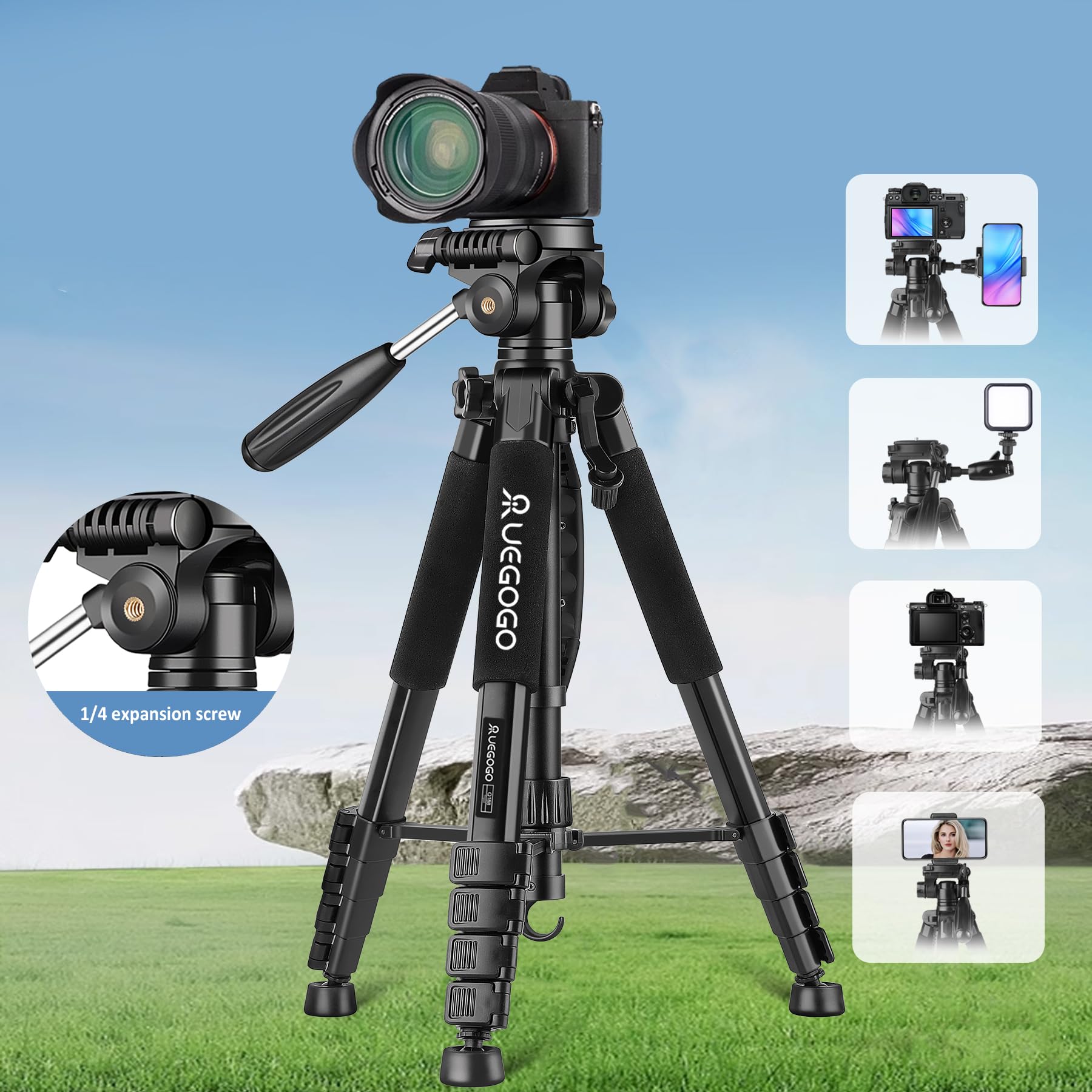 Senndio Black Q188 Tripod Mobile Phone Live Streaming Stand Photography Camera Slr Camera Stand Projection Fill Light Stand