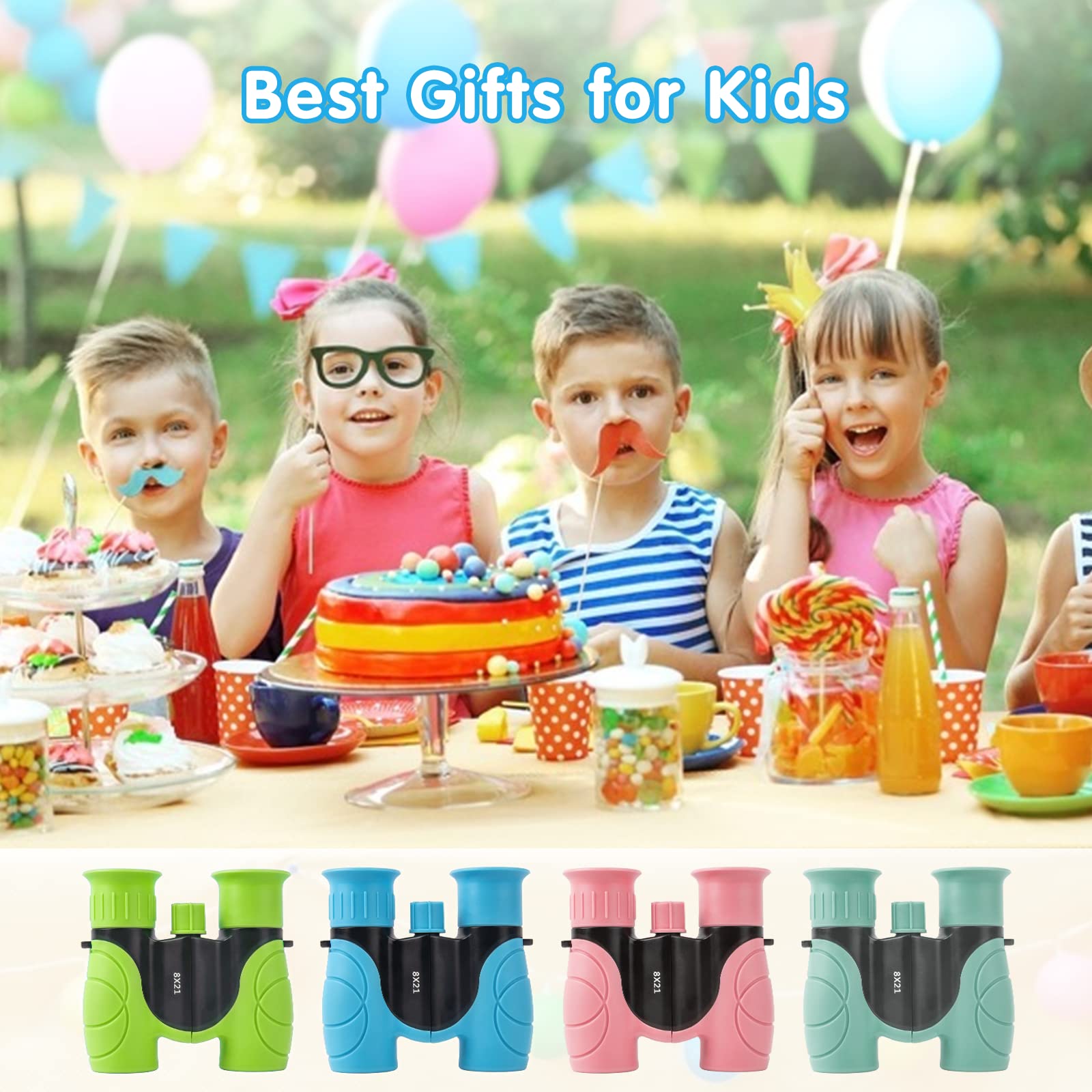 Makino Binoculars For Kids,  For 3-12 Year Boys Girls, Compact Kids Binoculars 8X21 High-Resolution For Bird Watching, Camping, Exploration, Hiking, Hunting, Sports Events And Safari Park