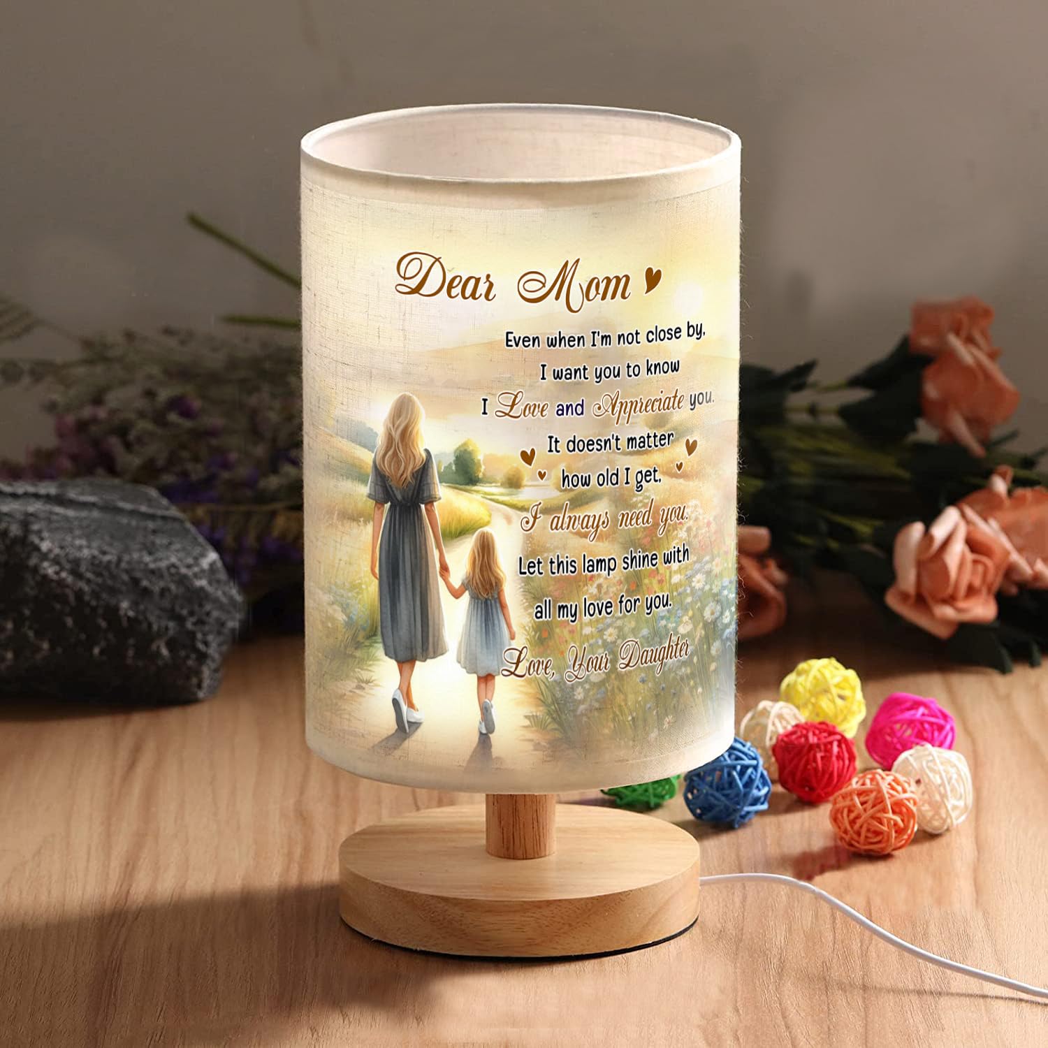Myfihu Mom Table Lamp Mother'S Day For Mom From Daughter, Mother Daughter Lamp Tnt12