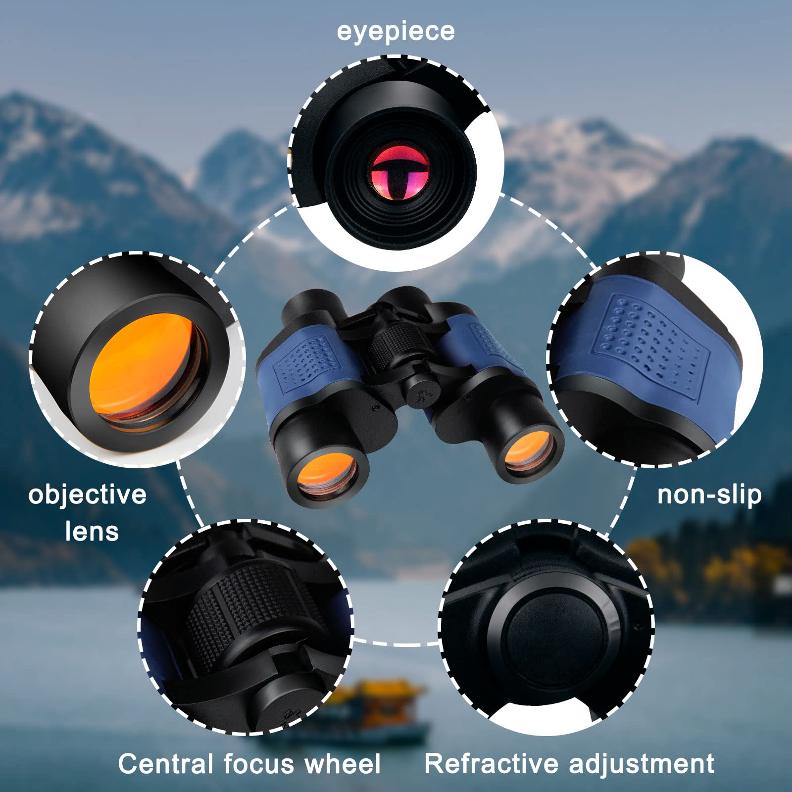 Piliwl Binoculars For Adults High Power,60×60 With Low Light Night Vision Waterproof Binoculars Watching Outdoor Sports Concerts Binoculars For Bird Watching Professional