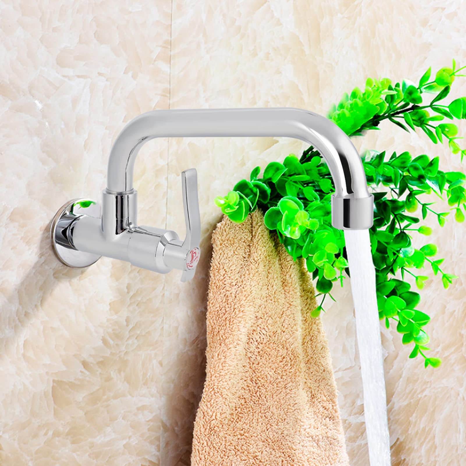Zerone Water Faucet,Kitchen Faucet Wall Mounted Single Cold Water Tap G1/2In Wall Mounted Single Cold Water Tap Sink Water Faucet Kitchen Sink Faucets For Home Kitchen Use(Lq-3093 20Cm)
