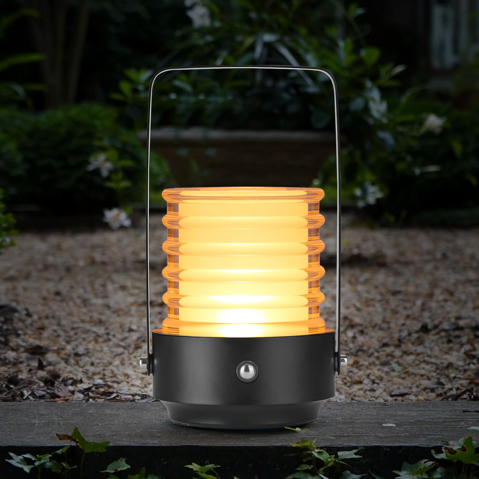 Mkiiach Portable Outdoor Small Battery Table Lamp For Bedroom Night Lights 3 Way Dimmable Touch Lamp Usb Type-C Charging Ports For Baby Nursery Bathroom Hallways Living Room (Black)