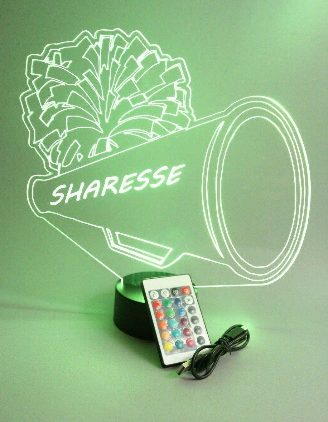 Mirror Mania Sports Team Player Fan Name Night Light Up Lamp Led Personalized Any Name Custom Table Lamp, It'S Wow, With Remote 16 Colors Changing, Engraving, Great (Cheer Cheerleader Cheerleading)