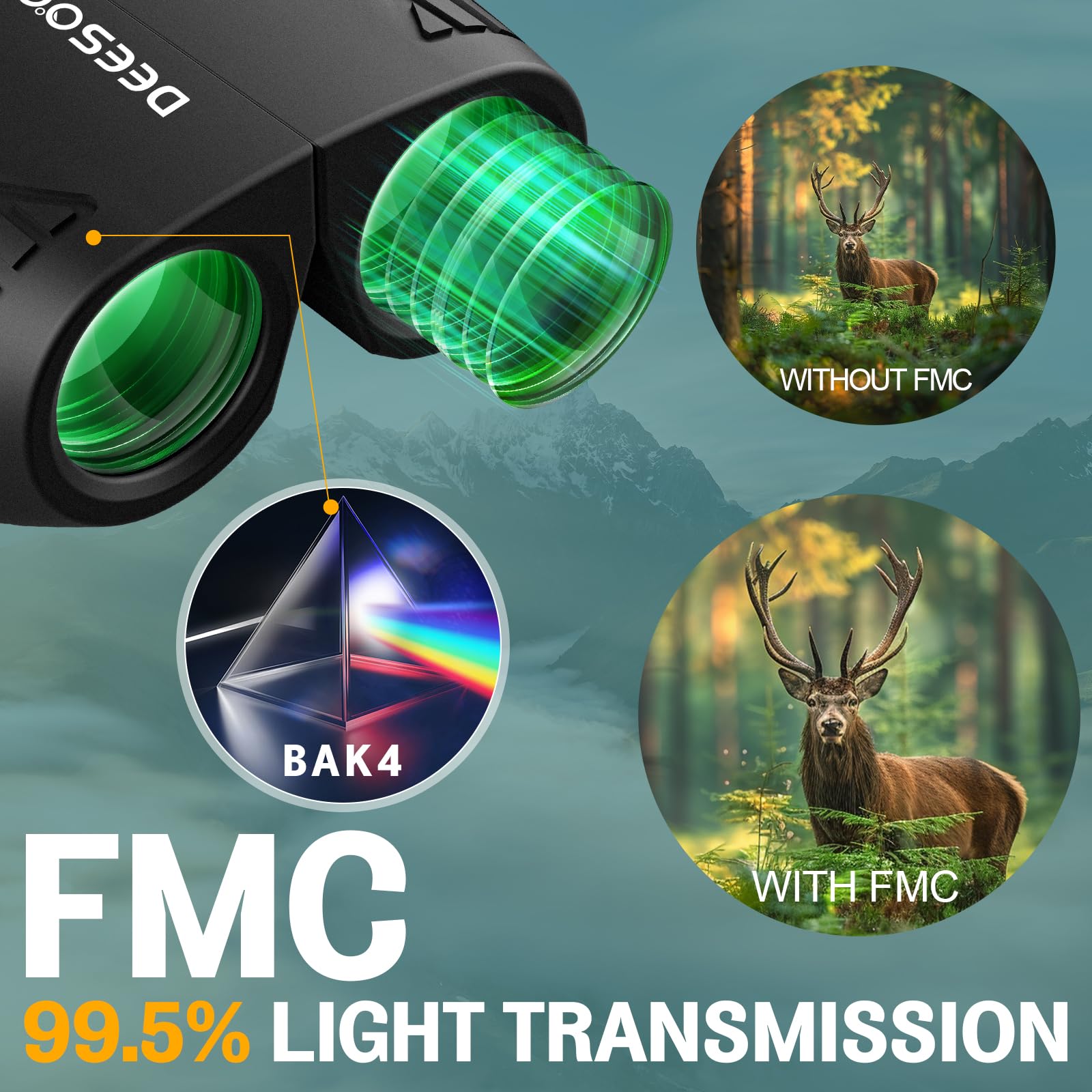 Deesoo 15X25 Hd Binoculars For Adults Bird Watching - Premium Optics Binocular For Hunting Travel Outdoor Enthusiasts