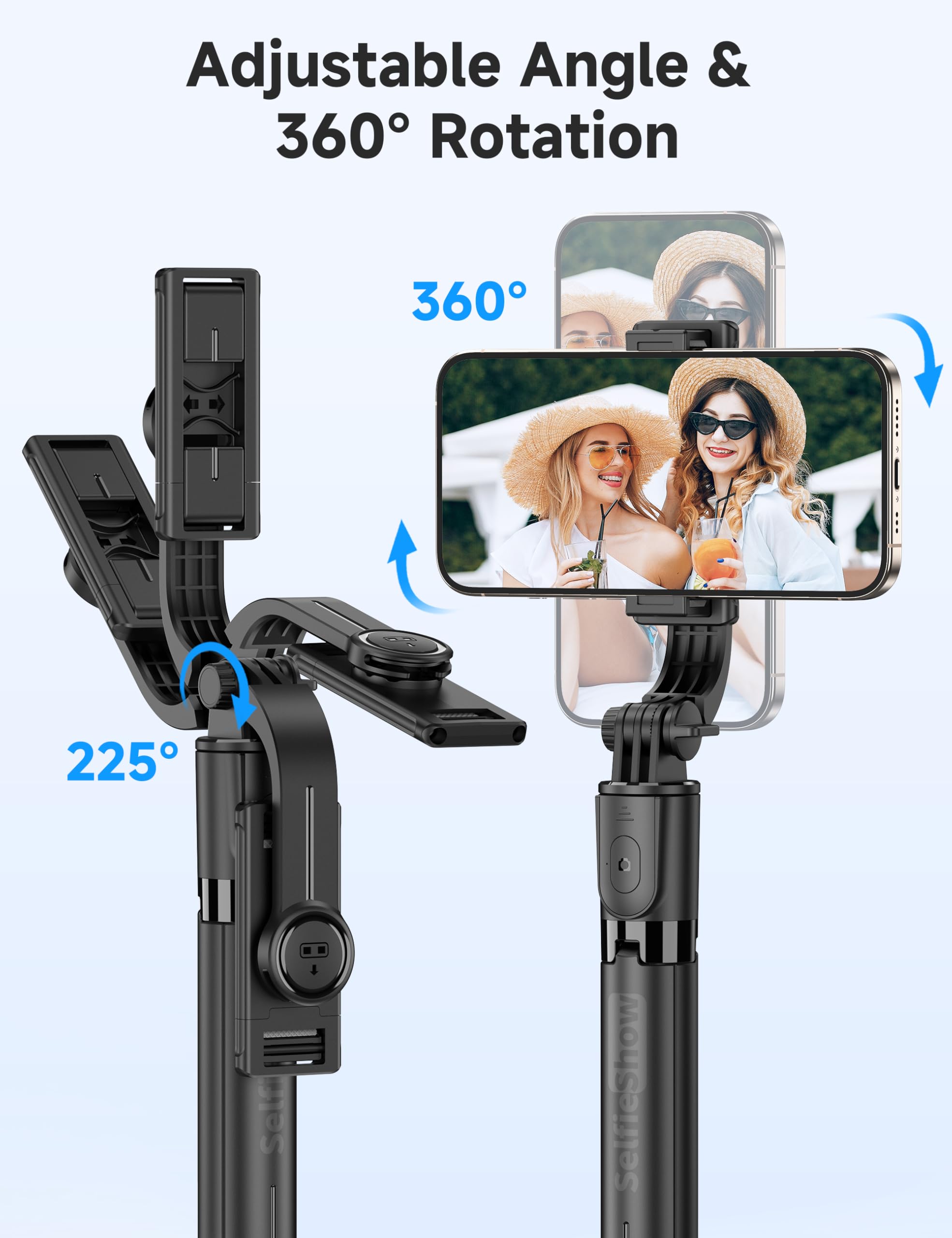 Selfieshow Portable Selfie Stick, 4 In 1 Extendable Phone Tripod Stand With Detachable Wireless Remote & Phone Holder 360° Rotating Mini Travel Tripod Compatible With Iphone 16/15/14/13 Pro/Android/Gopro