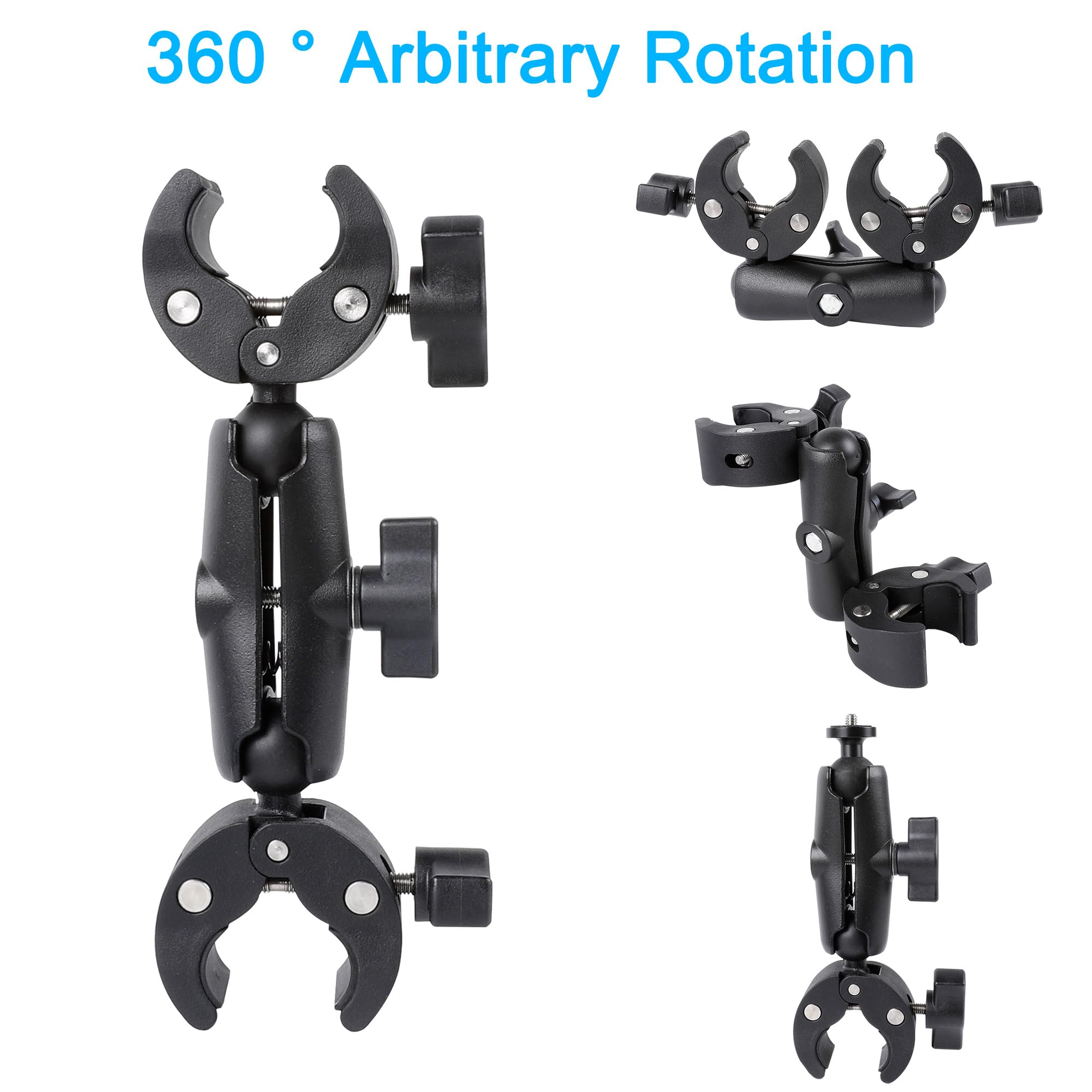 Pellking Double Clamp Mount Bracket Monitor Magic Socket Arm W/1/4"-20 Ball Head For Desk Photo Studio Light Stand, Photography Reflector, Photo Boom Stand, Cross Bars, Umbrella, Insta360 Camera Accessories