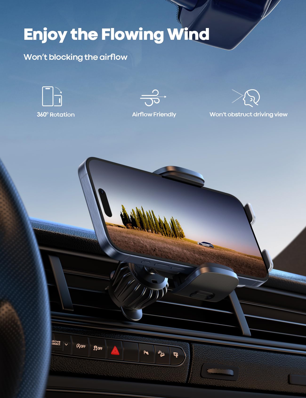 Lamicall Car Phone Holder Vent -  2Nd Generation Cell Phone Mount Cradle - Thick Cases Friendly - Hands  Phone Stand For Car - Fit Iphone 16/15/14/13/12 Pro Max/Plus/Smartphone