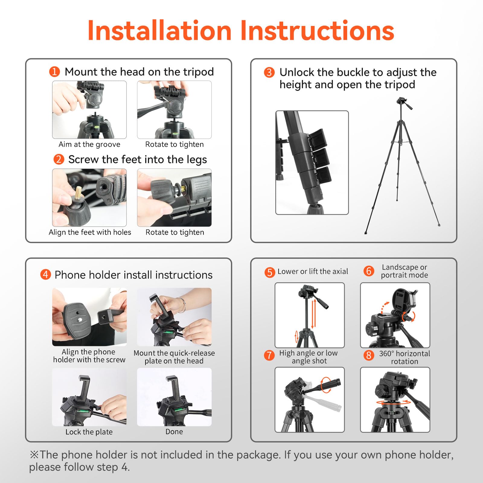 Nearstream Camera Tripod Stand, Travel Tripod With Tripod Bag, 51" Heavy Duty Tripod For Camera, Phone, Ring Light, Webcam, Camcorder, Projector, Max Load 11Lb