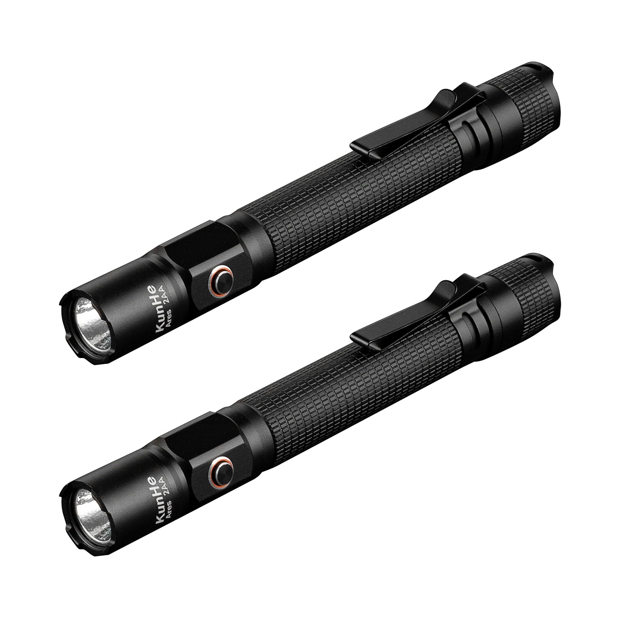Kunhe Ares 2 Pack  350 Lumens Pen Flashlight Powered By 2 Aa Batteries 3 Modes With Memory Functon Waterproof Super Bright Small Flash Light For Inspection Work Repair