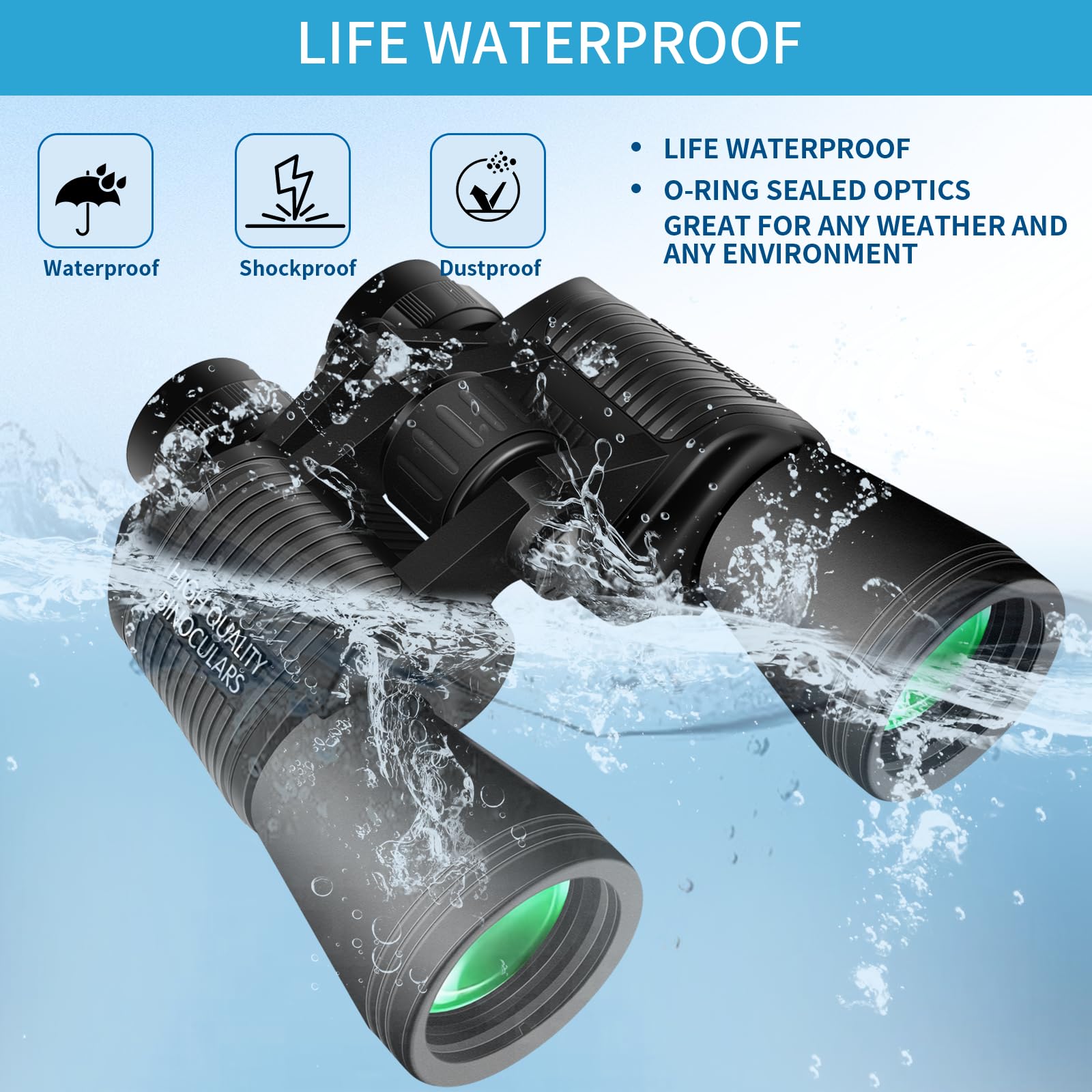 Pisez 20X50 Binoculars For Adults High Powered With Low Light Vision，Large View Waterproof Binoculars For Bird Watching Hunting Concert Traveling Theater Opera Sightseeing