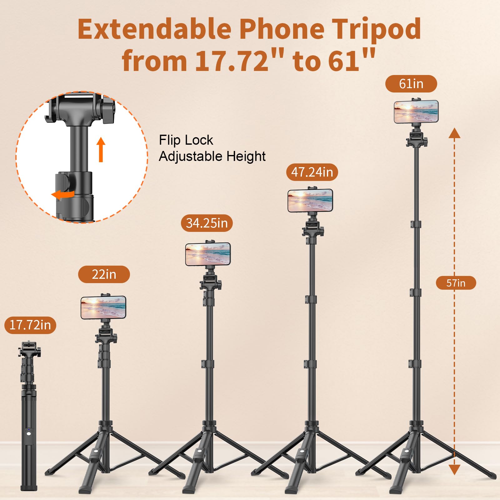Xxzu 61" Phone Tripod, Camera Tripod Stand With Remote & Phone Holder, Tripod For Cell Phone, Travel,Lightweight,Tall Smartphone Tripod Compatible With Iphone/Android/Canon/Video Recording/Webcamera