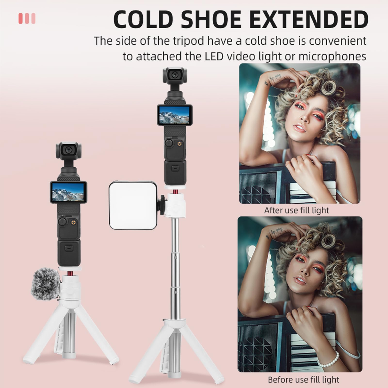 Tyuandouer Pocket 3 Mini Tripod For Dji Osmo Pocket 3 2 1, Compact Foldable Vlog Tripod For Dji Om 4/Action 3 4/Gopro Hero 12 11/For Insta360 X4/For Instax Mini Pal With 1/4 Inch Screw