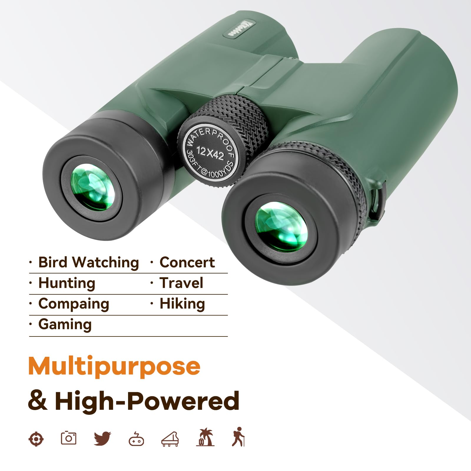Koddon High Powered Binoculars For Adults - 12X42, Ideal For Bird Watching, Easy Focus With Low Light Vision For Outdoor Travel And Sports