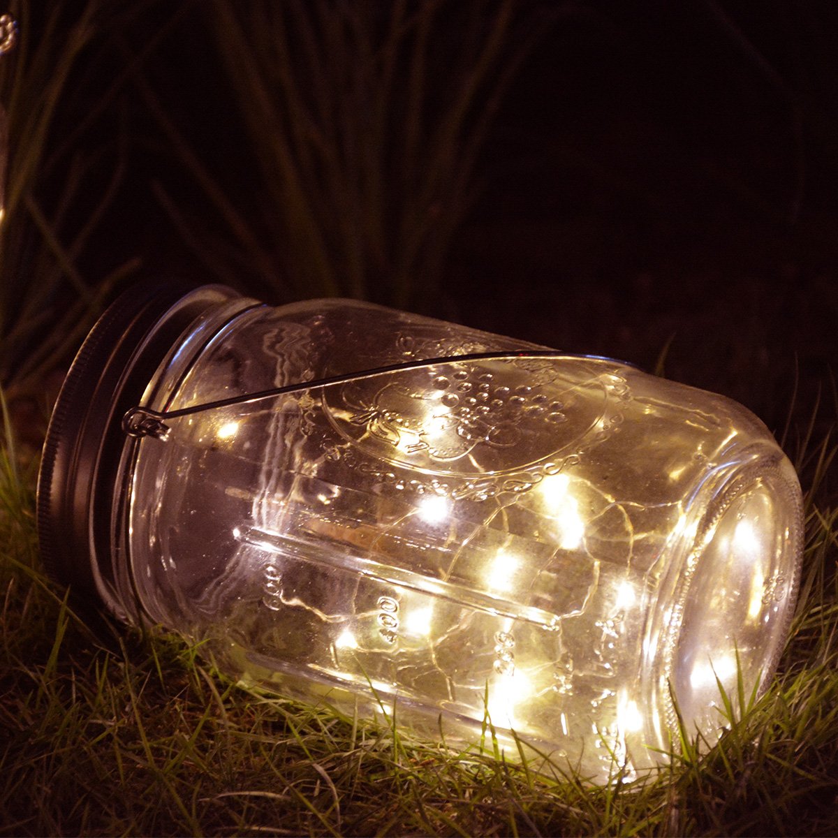 Homeleo 4 Pack Wide Mouth Mason Jar Solar Led Lights Insert Screw With Hangers, Warm White Waterproof Solar Fairy Lights For Outdoor Garden Decor Christmas Holiday Wedding Party(Jars Not Included)