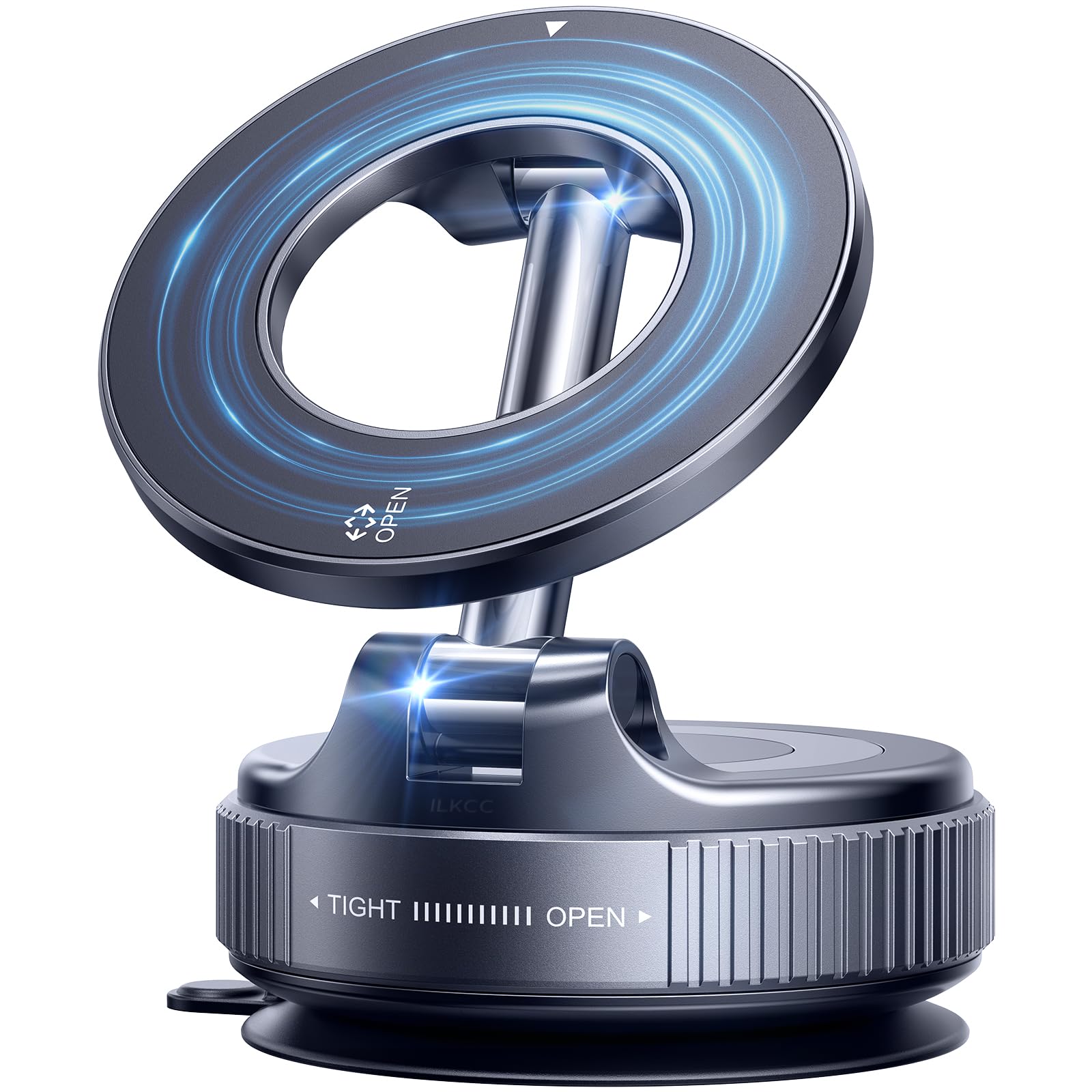 Ilkcc Vacuum Suction Magnetic Phone Holder,   Vacuum Suction Cup Mount For Magsafe, 360° Adjustable Foldable Portable Magnetic Car Phone Stand For Cars/Gyms/Mirrors/Smooth Surface (Black)
