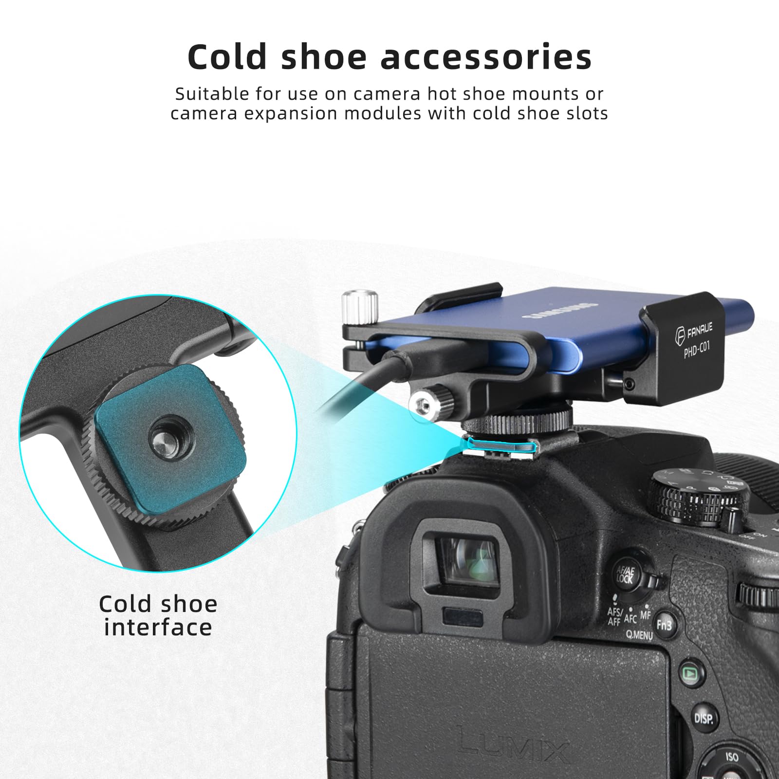 Fanaue Ssd Mount Bracket Ssd Holder With Cold Shoe Cable Clamp, 1.5"-2.1" For Samsung T5 T7 Ssd Sandisk Compatible With Bmpcc 4K /6K /6K Pro Camera Cage