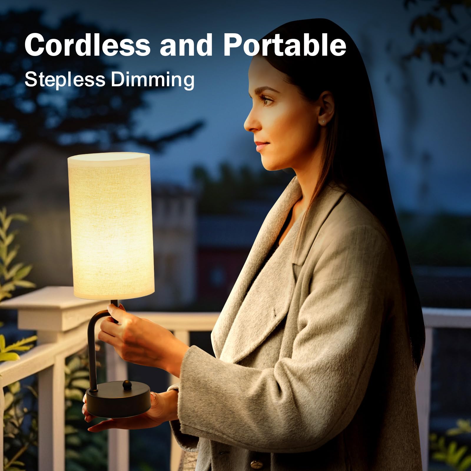 Dreamholder 2 Pack Cordless Bedside Table Lamp, 5000Mah Rechargeable Battery Operated Touch Desk Lamp, 3 Way&Stepless Dimmable Portable Nightstand Lamp For Bedroom/Office, Bulb Included, Black