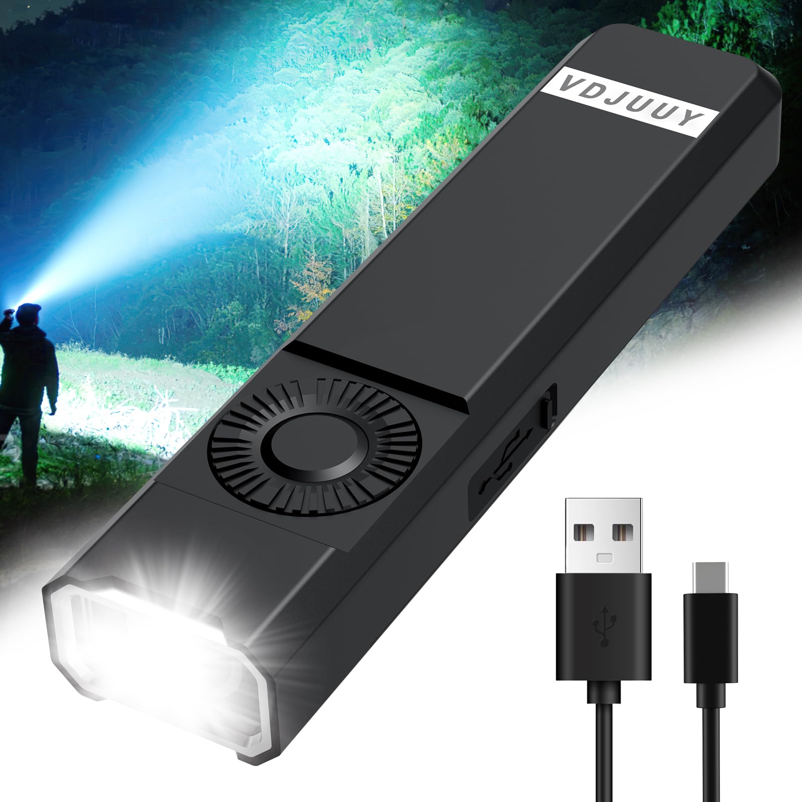 Vdjuuy Rechargeable Flashlight High Lumens, Super Bright Led Light With Infinite Adjustable Brightness, Magnetic Base & Clip, Ip65, Type-C Charging, Compact Durable For Camping, Hiking, Emergency, Work Edc