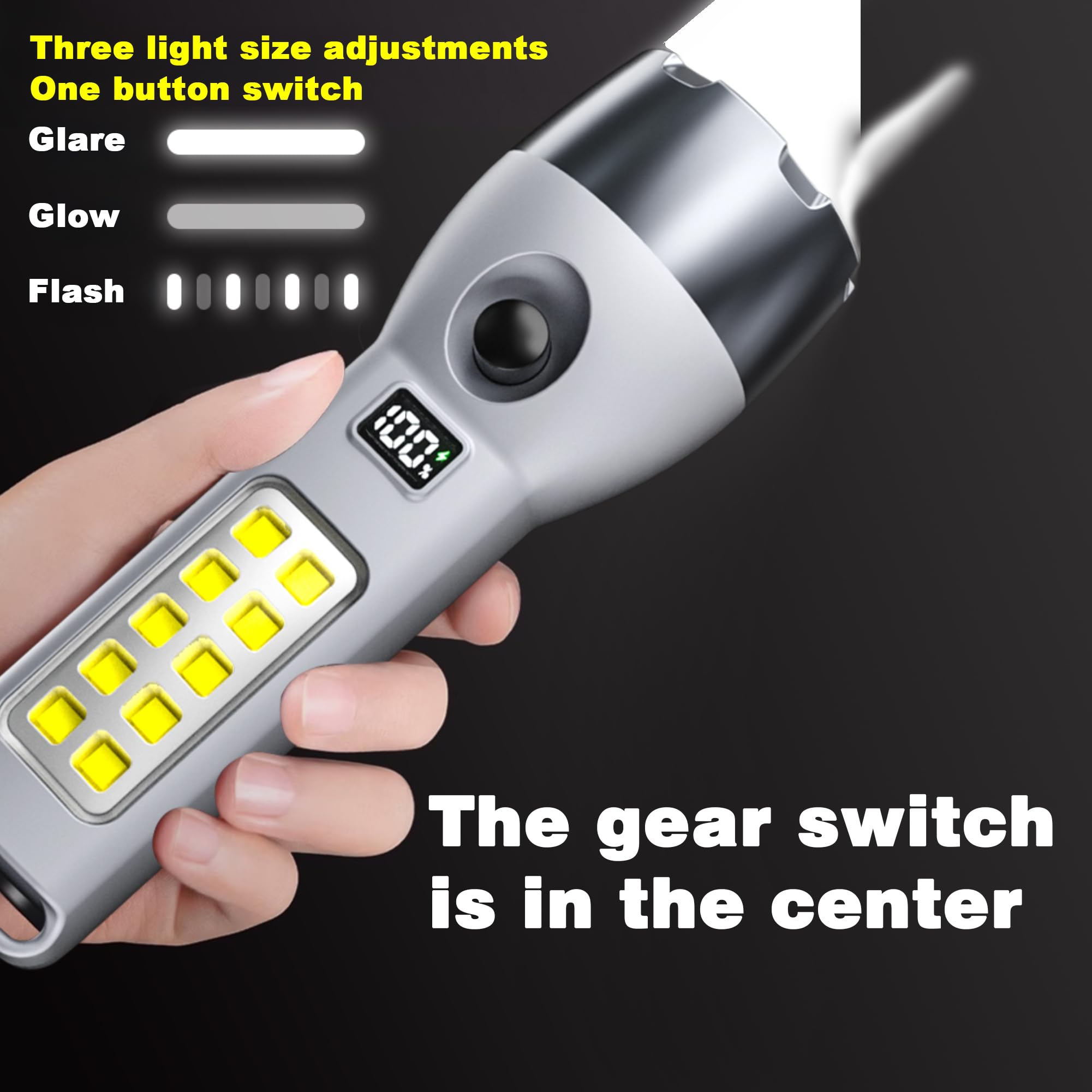 Pirxxiy 2 Pcs Led Rechargeable Flashlight, 1000 Lumens Solar Flashlight High Lumens With Emergency Light, Super Bright Handheld Flashlight For Home, Hunting, Hiking, Camping